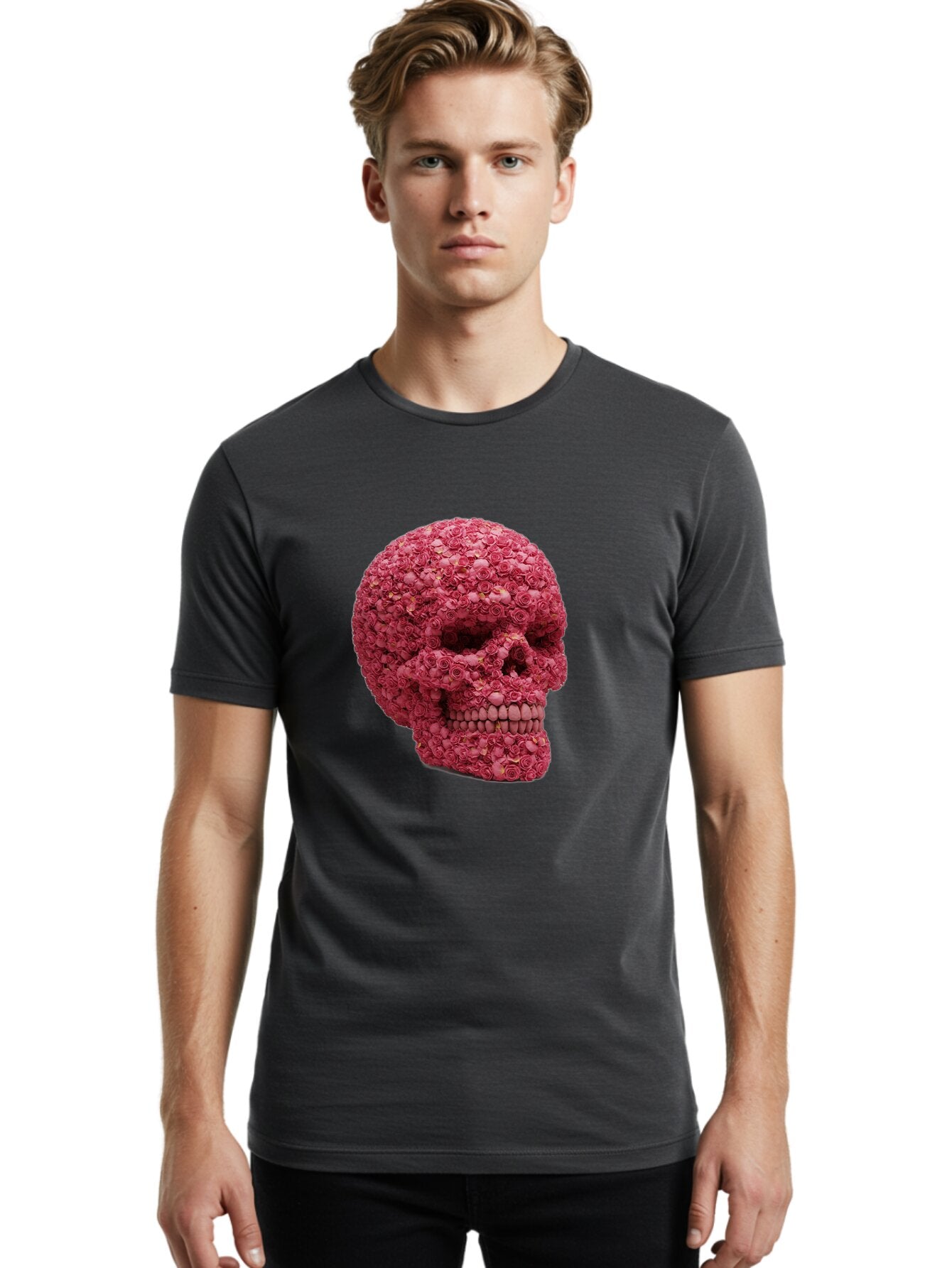 Skull-With-Pink-Roses-2 Men'S Graphic Tee, 100% Cotton, Comfortable Casual Summer Wear, Machine Washable, Vintage Camera, Old Camera, Antique Camera, Black Camera, Classic Photography, Photography Equipment, Nostalgic Device, Film Camera, Ban486 26