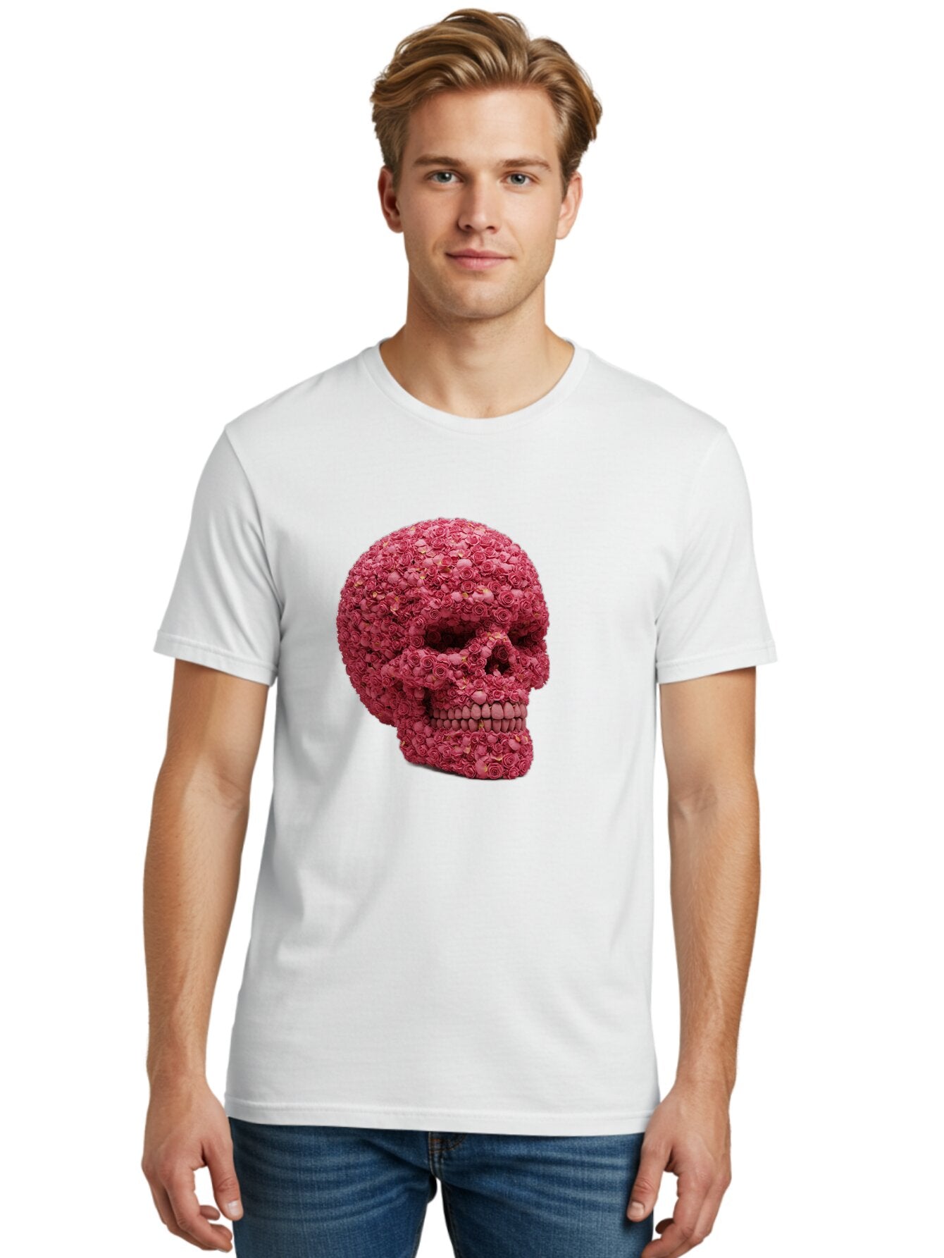 Skull-With-Pink-Roses-2 Men'S Graphic Tee, 100% Cotton, Comfortable Casual Summer Wear, Machine Washable, Vintage Camera, Old Camera, Antique Camera, Black Camera, Classic Photography, Photography Equipment, Nostalgic Device, Film Camera, Ban486 16