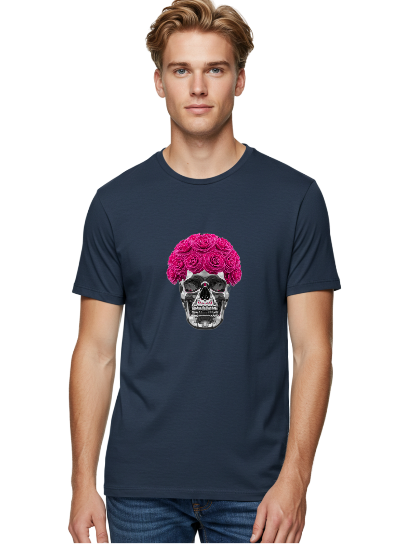 Skull-With-Pink-Roses Men'S Graphic Tee, 100% Cotton, Comfortable Casual Summer Wear, Machine Washable, Vintage Camera, Old Camera, Antique Camera, Black Camera, Classic Photography, Photography Equipment, Nostalgic Device, Film Camera, Ban487 25