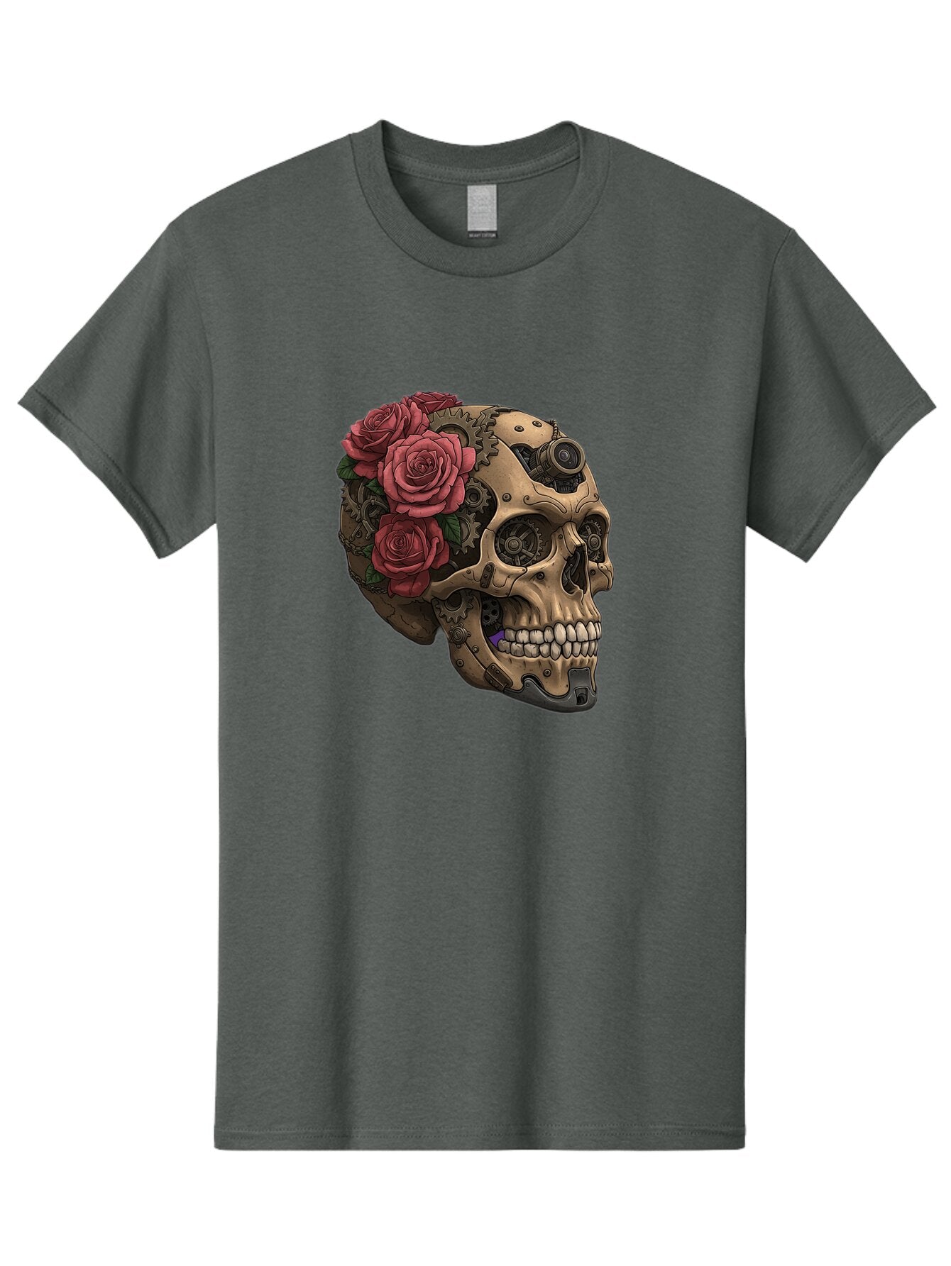 Skull-With-Red-Roses-1 Men'S Graphic Tee, 100% Cotton, Comfortable Casual Summer Wear, Machine Washable, Vintage Camera, Old Camera, Antique Camera, Black Camera, Classic Photography, Photography Equipment, Nostalgic Device, Film Camera, Ban488 15