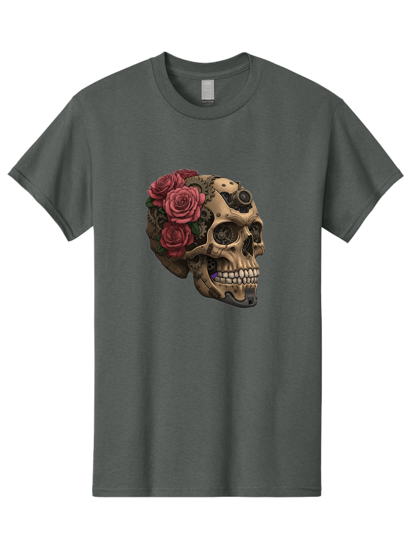 Skull-With-Red-Roses-1 Men'S Graphic Tee, 100% Cotton, Comfortable Casual Summer Wear, Machine Washable, Vintage Camera, Old Camera, Antique Camera, Black Camera, Classic Photography, Photography Equipment, Nostalgic Device, Film Camera, Ban488