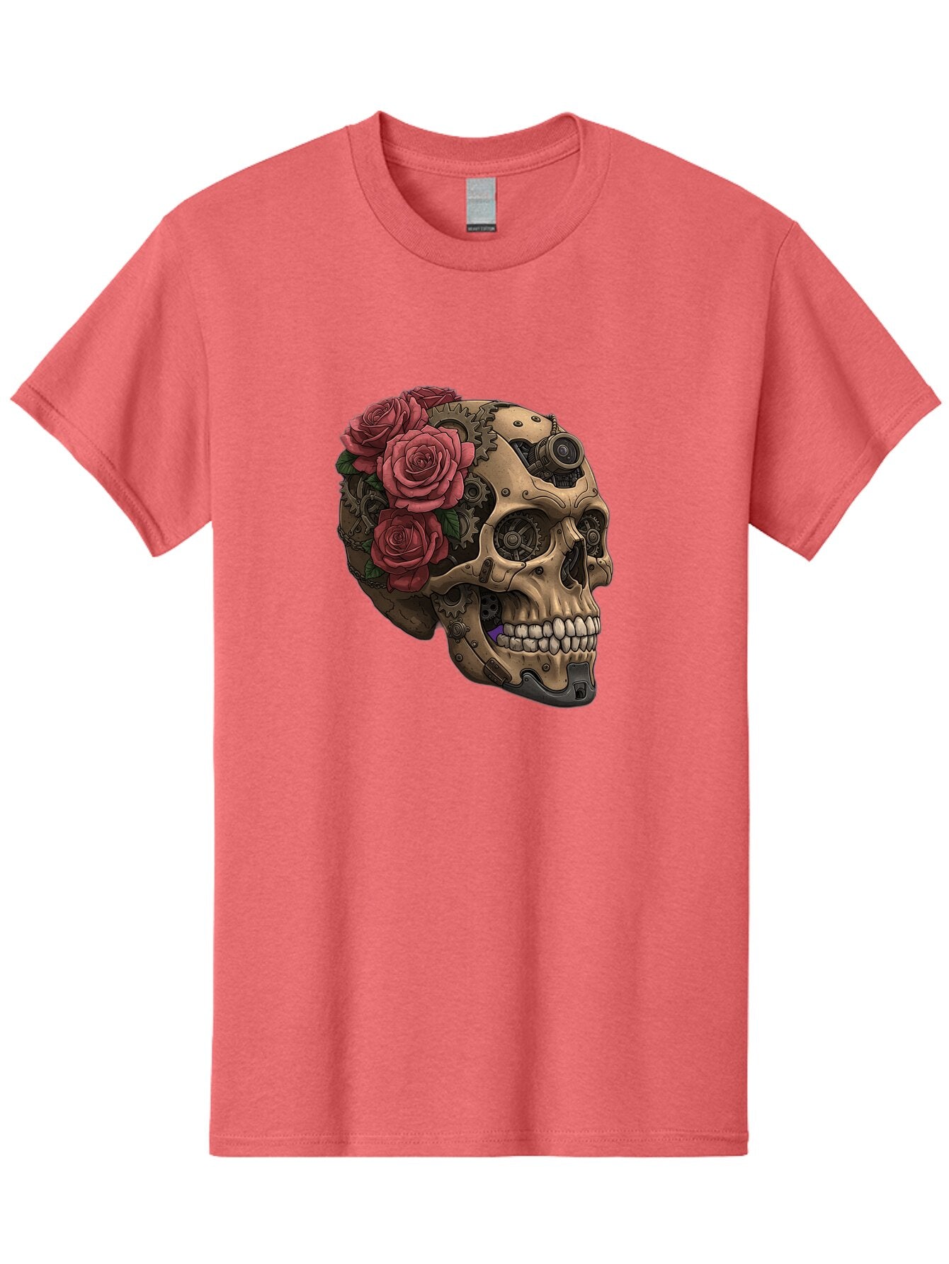 Skull-With-Red-Roses-1 Men'S Graphic Tee, 100% Cotton, Comfortable Casual Summer Wear, Machine Washable, Vintage Camera, Old Camera, Antique Camera, Black Camera, Classic Photography, Photography Equipment, Nostalgic Device, Film Camera, Ban488 13