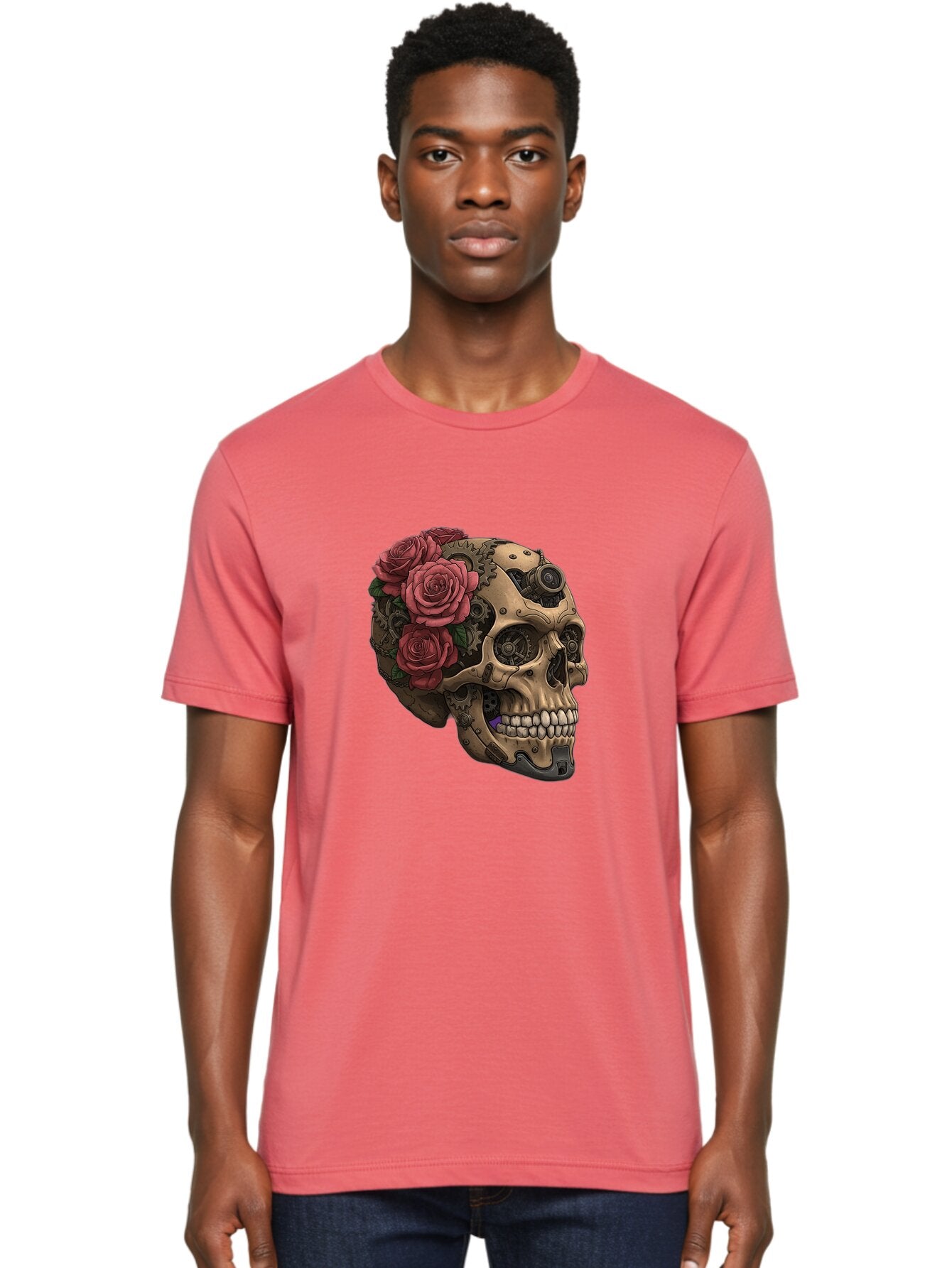 Skull-With-Red-Roses-1 Men'S Graphic Tee, 100% Cotton, Comfortable Casual Summer Wear, Machine Washable, Vintage Camera, Old Camera, Antique Camera, Black Camera, Classic Photography, Photography Equipment, Nostalgic Device, Film Camera, Ban488 20