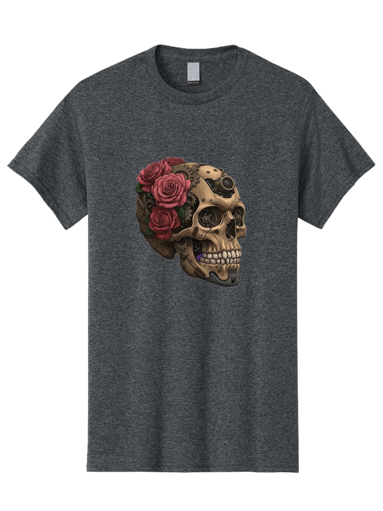 Skull-With-Red-Roses-1 Men'S Graphic Tee, 100% Cotton, Comfortable Casual Summer Wear, Machine Washable, Vintage Camera, Old Camera, Antique Camera, Black Camera, Classic Photography, Photography Equipment, Nostalgic Device, Film Camera, Ban488 9