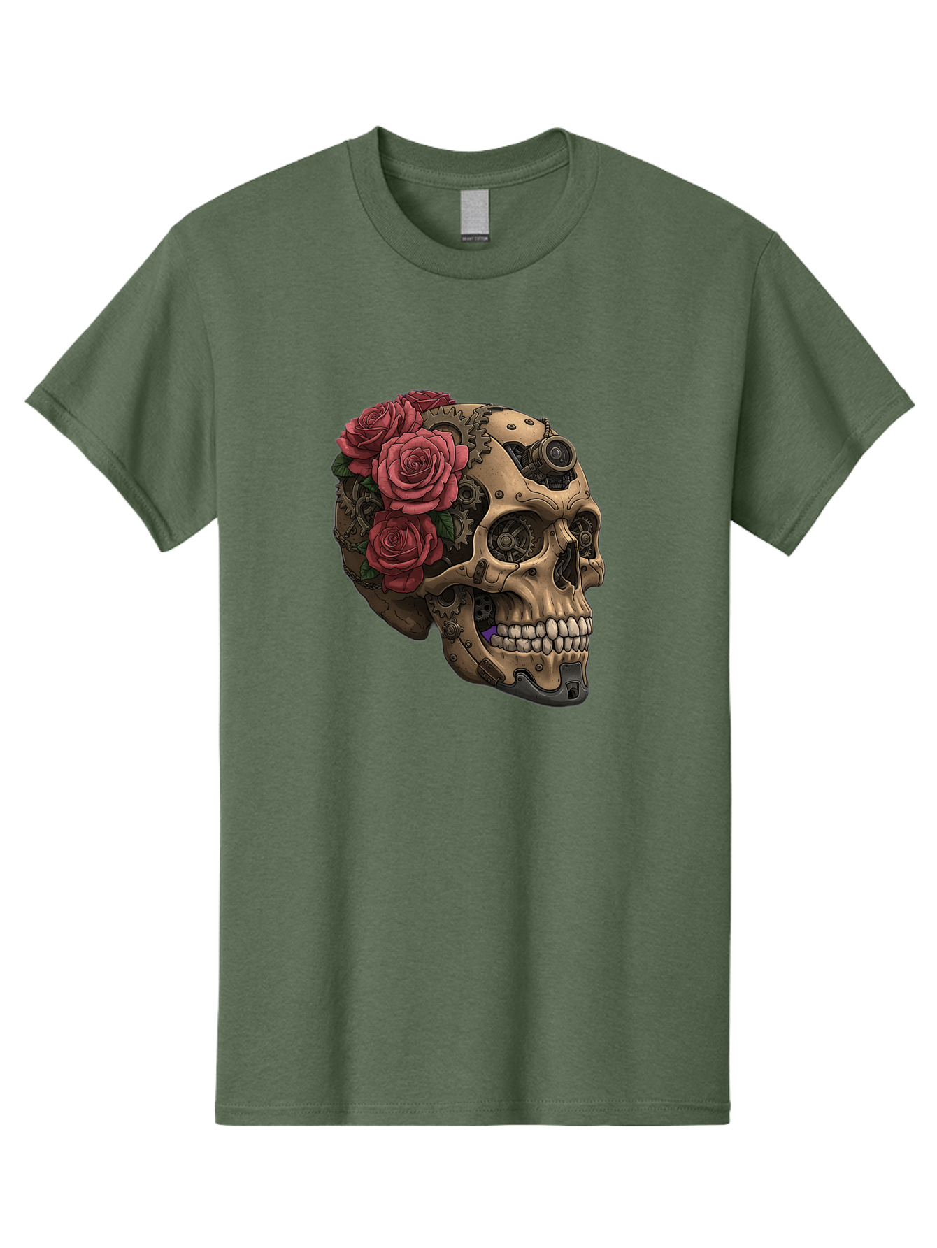 Skull-With-Red-Roses-1 Men'S Graphic Tee, 100% Cotton, Comfortable Casual Summer Wear, Machine Washable, Vintage Camera, Old Camera, Antique Camera, Black Camera, Classic Photography, Photography Equipment, Nostalgic Device, Film Camera, Ban488