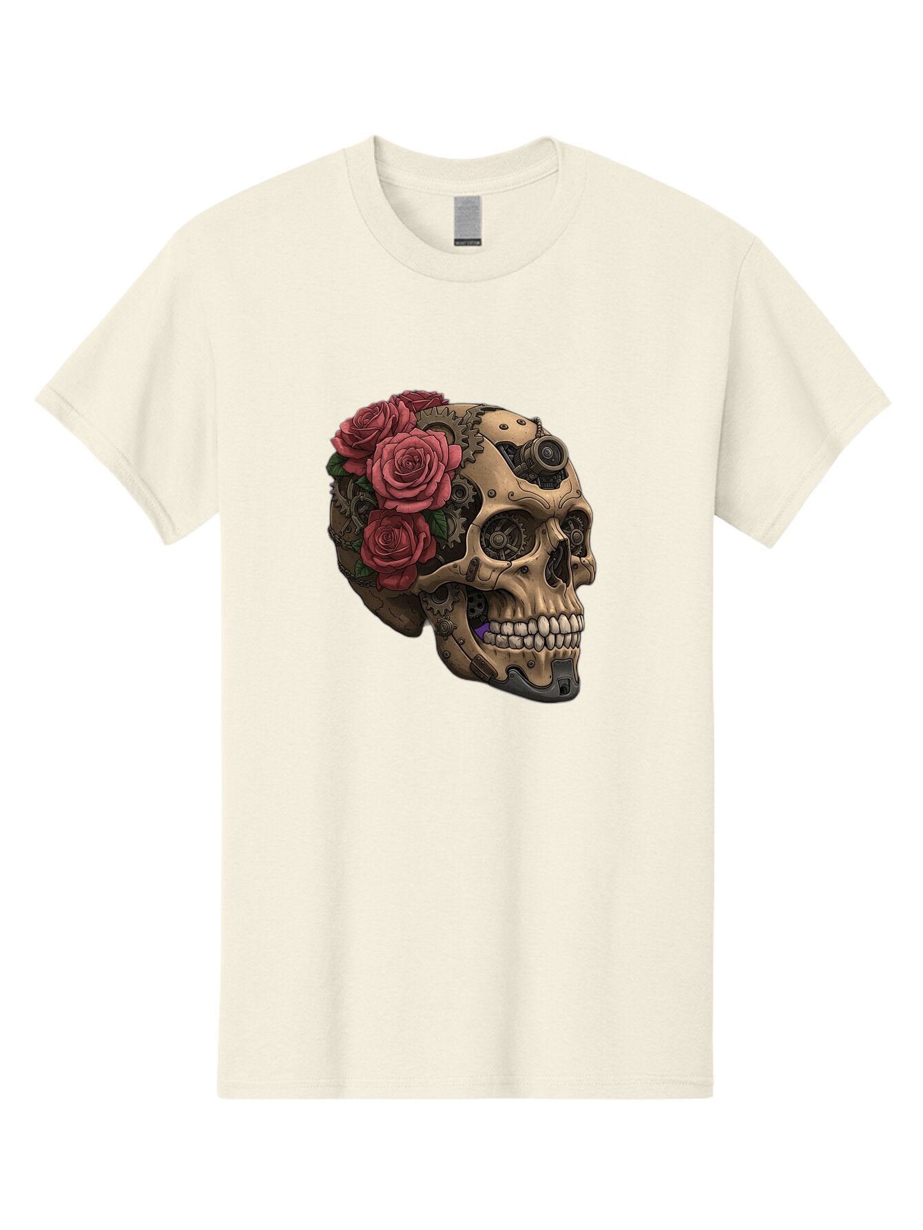 Skull-With-Red-Roses-1 Men'S Graphic Tee, 100% Cotton, Comfortable Casual Summer Wear, Machine Washable, Vintage Camera, Old Camera, Antique Camera, Black Camera, Classic Photography, Photography Equipment, Nostalgic Device, Film Camera, Ban488 8