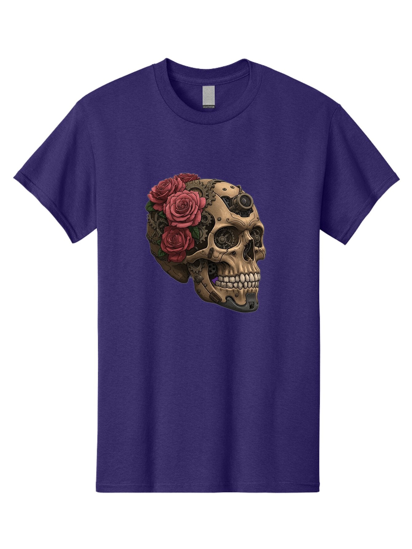 Skull-With-Red-Roses-1 Men'S Graphic Tee, 100% Cotton, Comfortable Casual Summer Wear, Machine Washable, Vintage Camera, Old Camera, Antique Camera, Black Camera, Classic Photography, Photography Equipment, Nostalgic Device, Film Camera, Ban488 6