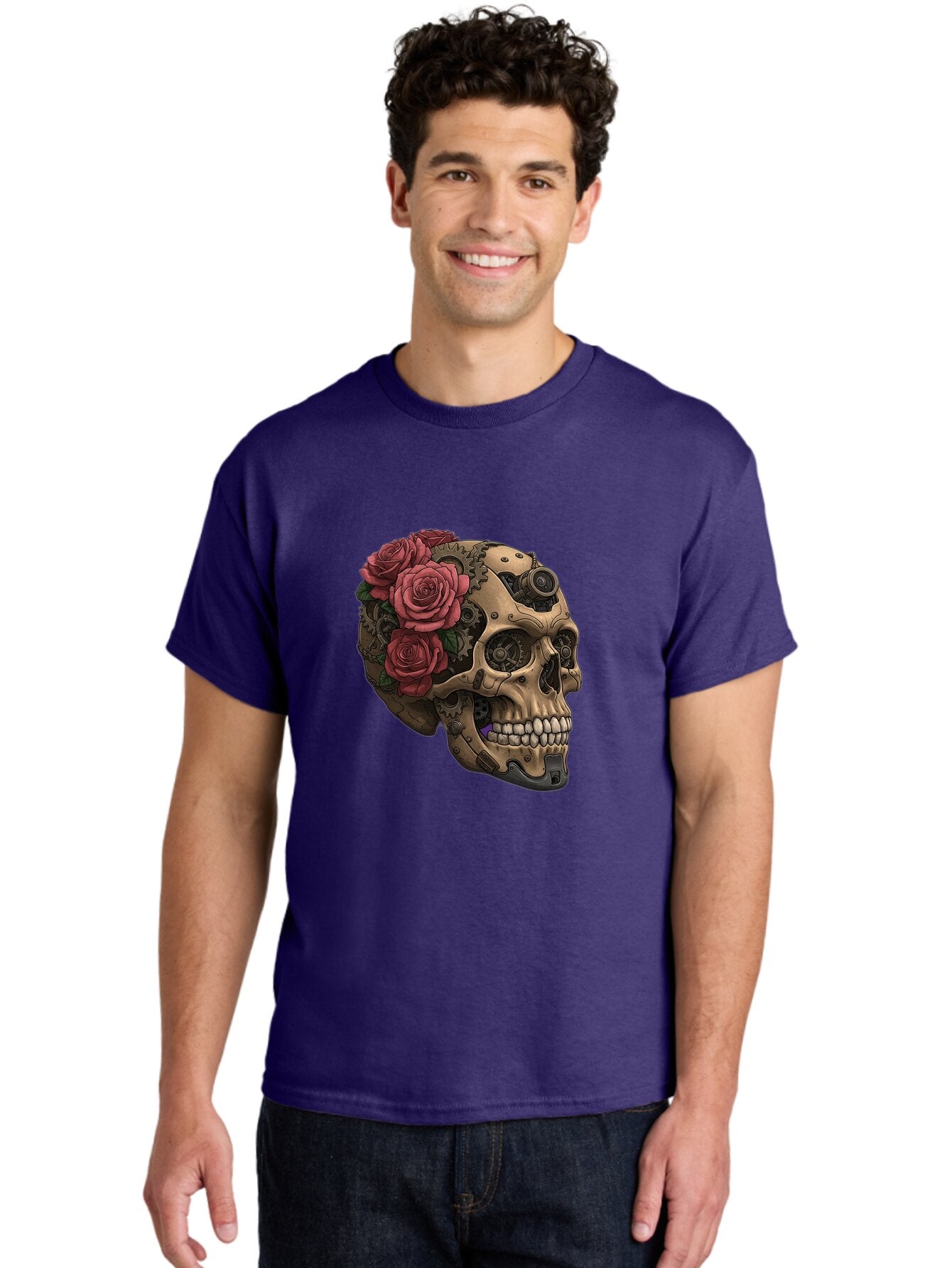 Skull-With-Red-Roses-1 Men'S Graphic Tee, 100% Cotton, Comfortable Casual Summer Wear, Machine Washable, Vintage Camera, Old Camera, Antique Camera, Black Camera, Classic Photography, Photography Equipment, Nostalgic Device, Film Camera, Ban488 24