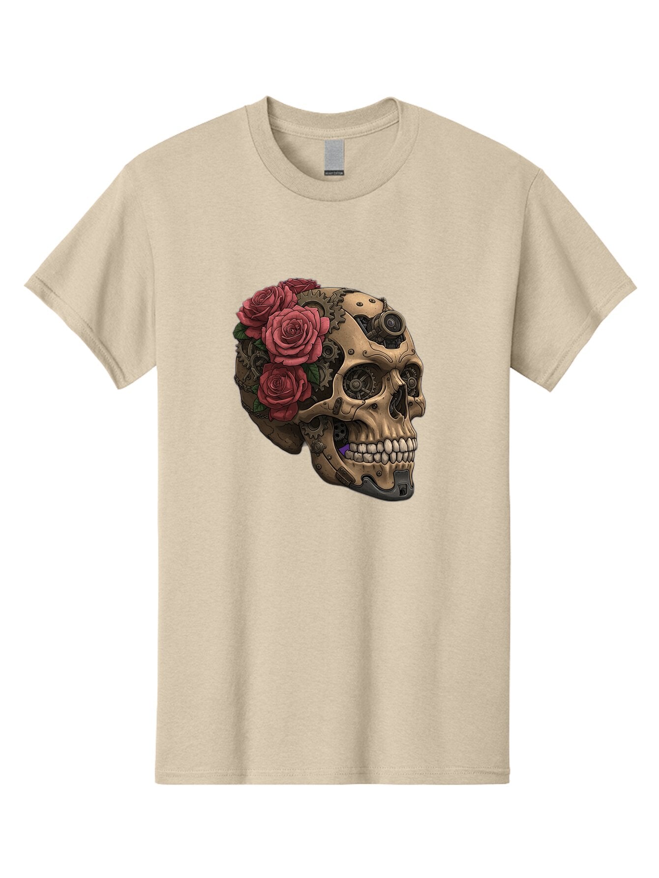 Skull-With-Red-Roses-1 Men'S Graphic Tee, 100% Cotton, Comfortable Casual Summer Wear, Machine Washable, Vintage Camera, Old Camera, Antique Camera, Black Camera, Classic Photography, Photography Equipment, Nostalgic Device, Film Camera, Ban488