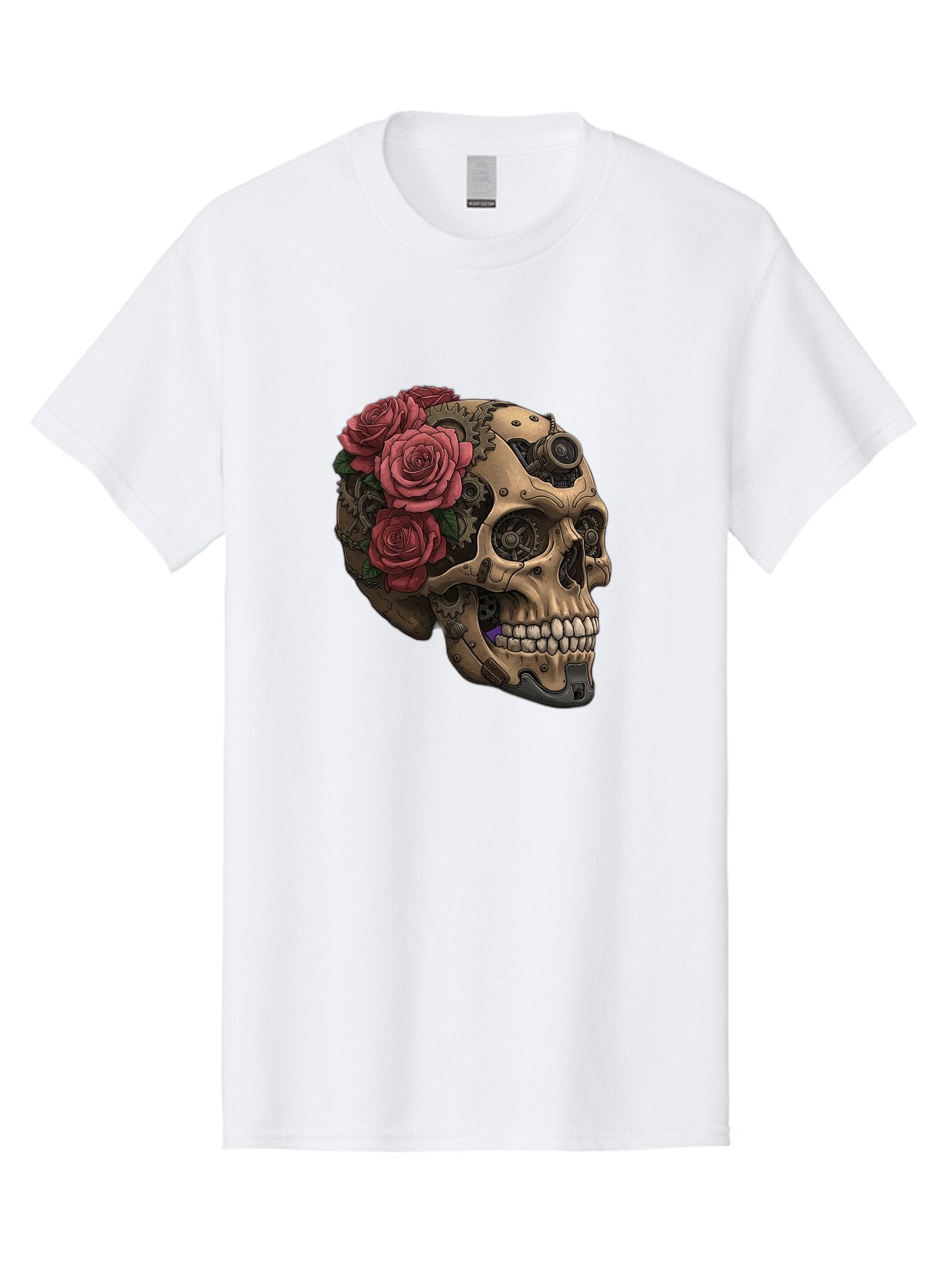 Skull-With-Red-Roses-1 Men'S Graphic Tee, 100% Cotton, Comfortable Casual Summer Wear, Machine Washable, Vintage Camera, Old Camera, Antique Camera, Black Camera, Classic Photography, Photography Equipment, Nostalgic Device, Film Camera, Ban488 7