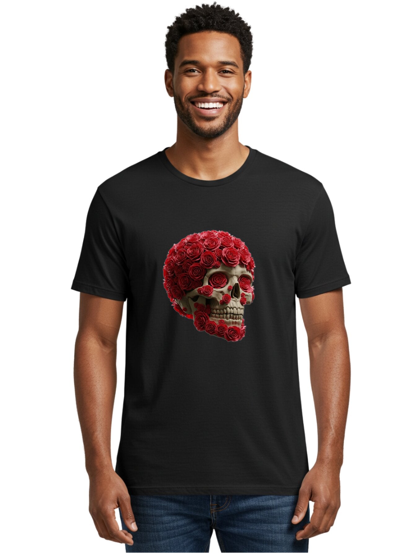 Skull-With-Red-Roses Men'S Graphic Tee, 100% Cotton, Comfortable Casual Summer Wear, Machine Washable, Vintage Camera, Old Camera, Antique Camera, Black Camera, Classic Photography, Photography Equipment, Nostalgic Device, Film Camera, Ban489 16