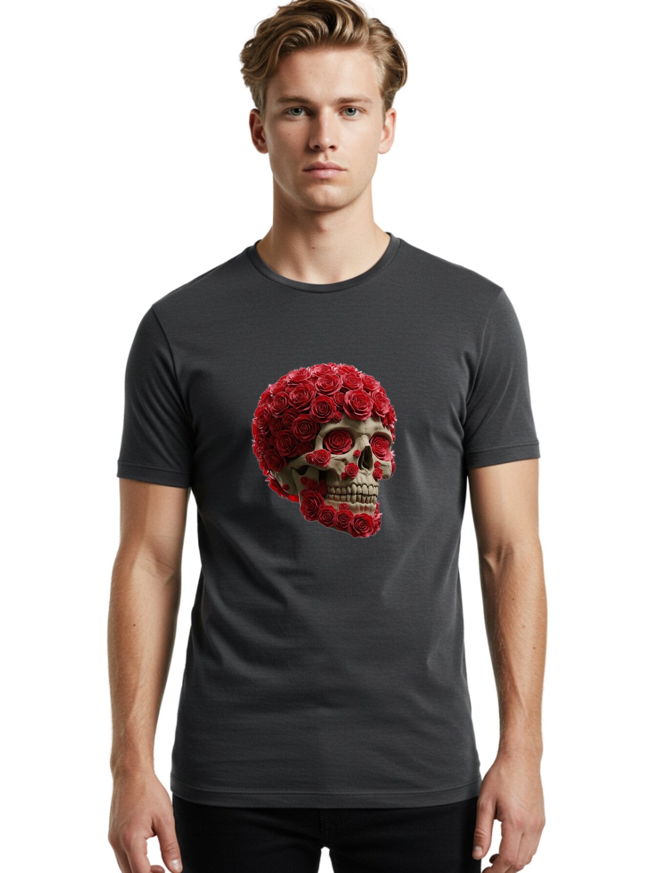 Skull-With-Red-Roses Men'S Graphic Tee, 100% Cotton, Comfortable Casual Summer Wear, Machine Washable, Vintage Camera, Old Camera, Antique Camera, Black Camera, Classic Photography, Photography Equipment, Nostalgic Device, Film Camera, Ban489 25