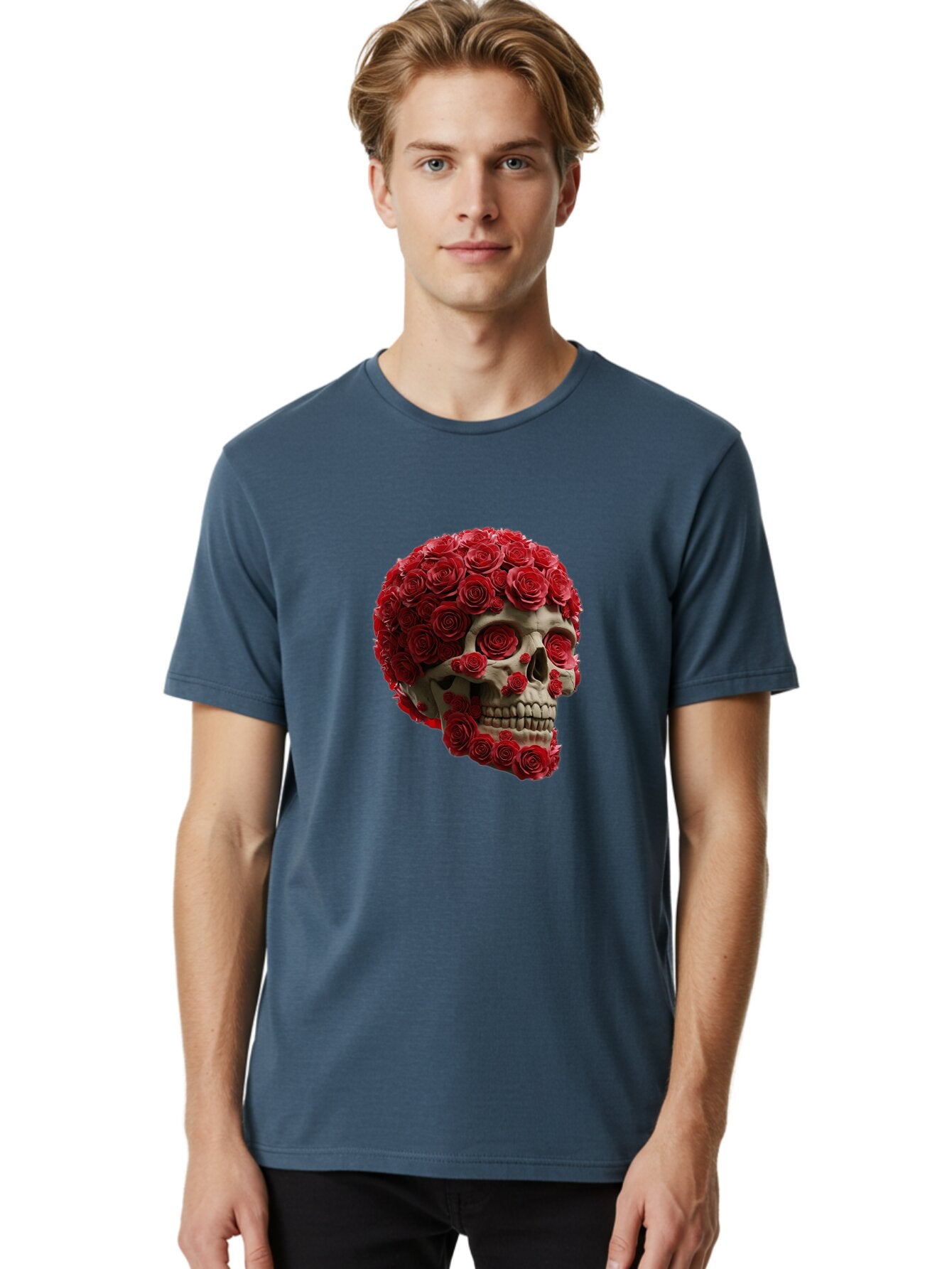 Skull-With-Red-Roses Men'S Graphic Tee, 100% Cotton, Comfortable Casual Summer Wear, Machine Washable, Vintage Camera, Old Camera, Antique Camera, Black Camera, Classic Photography, Photography Equipment, Nostalgic Device, Film Camera, Ban489 23
