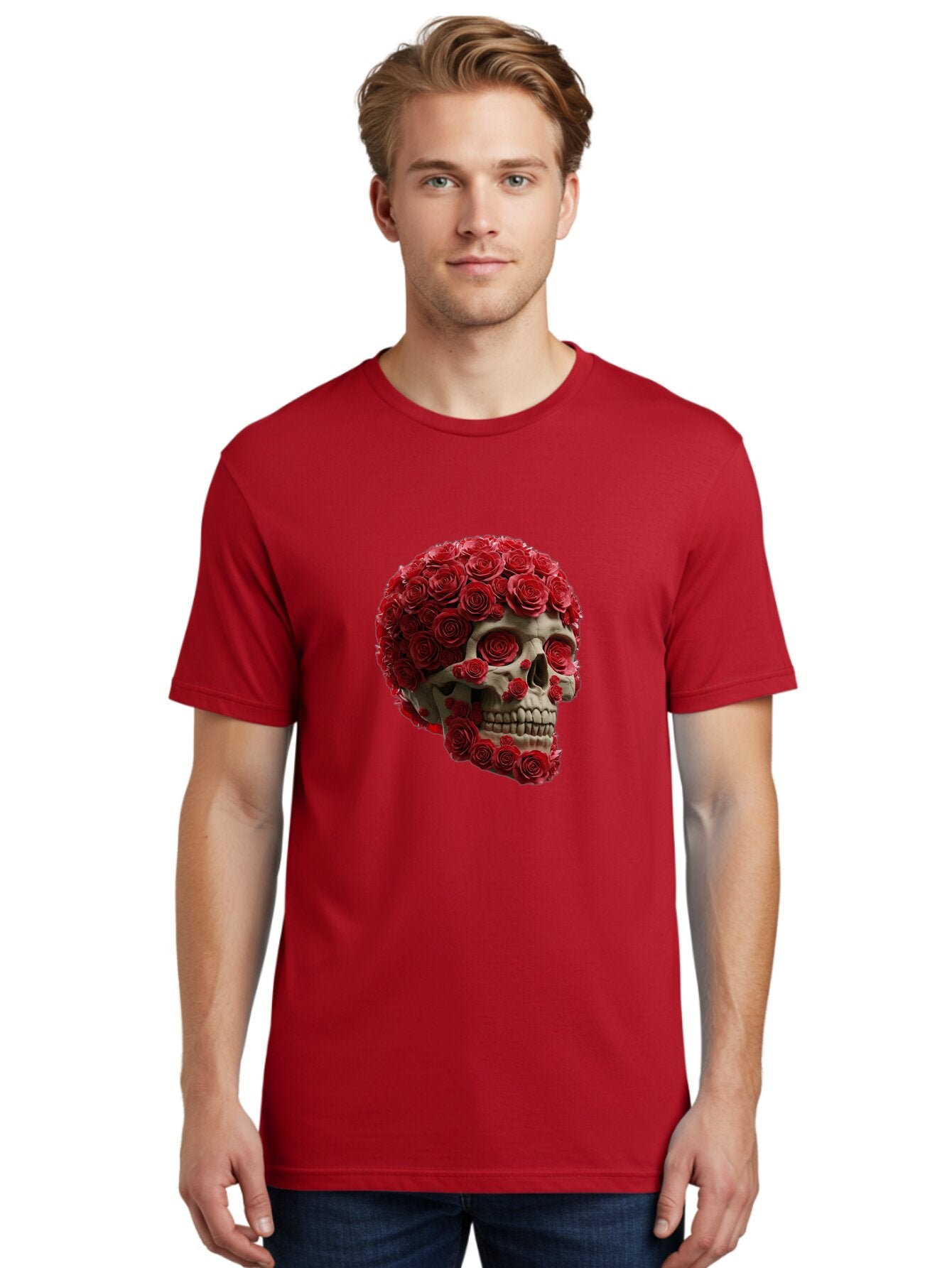 Skull-With-Red-Roses Men'S Graphic Tee, 100% Cotton, Comfortable Casual Summer Wear, Machine Washable, Vintage Camera, Old Camera, Antique Camera, Black Camera, Classic Photography, Photography Equipment, Nostalgic Device, Film Camera, Ban489 18
