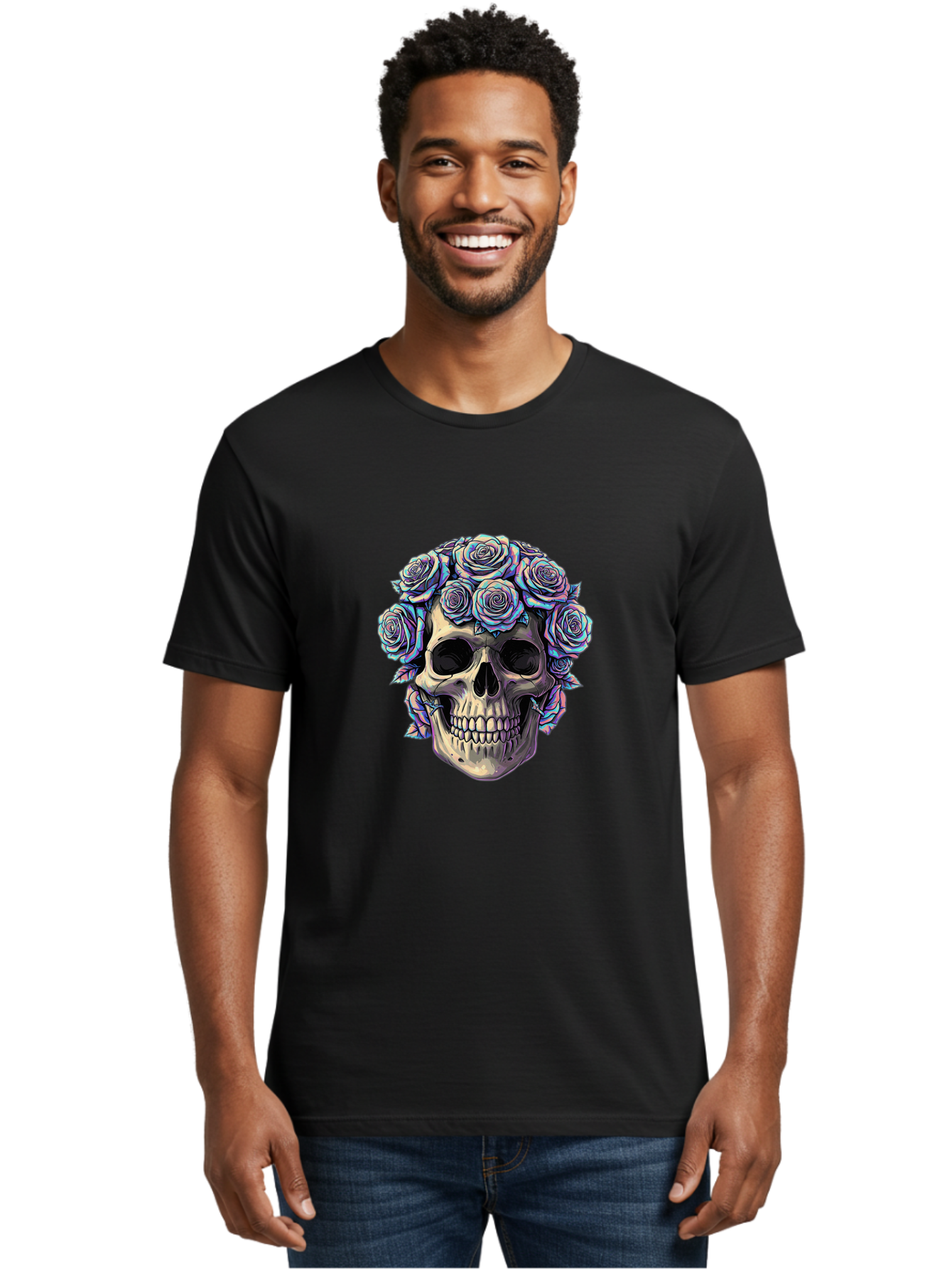 Skull-With-Roses-1 Men'S Graphic Tee, 100% Cotton, Comfortable Casual Summer Wear, Machine Washable, Vintage Camera, Old Camera, Antique Camera, Black Camera, Classic Photography, Photography Equipment, Nostalgic Device, Film Camera, Ban490 19