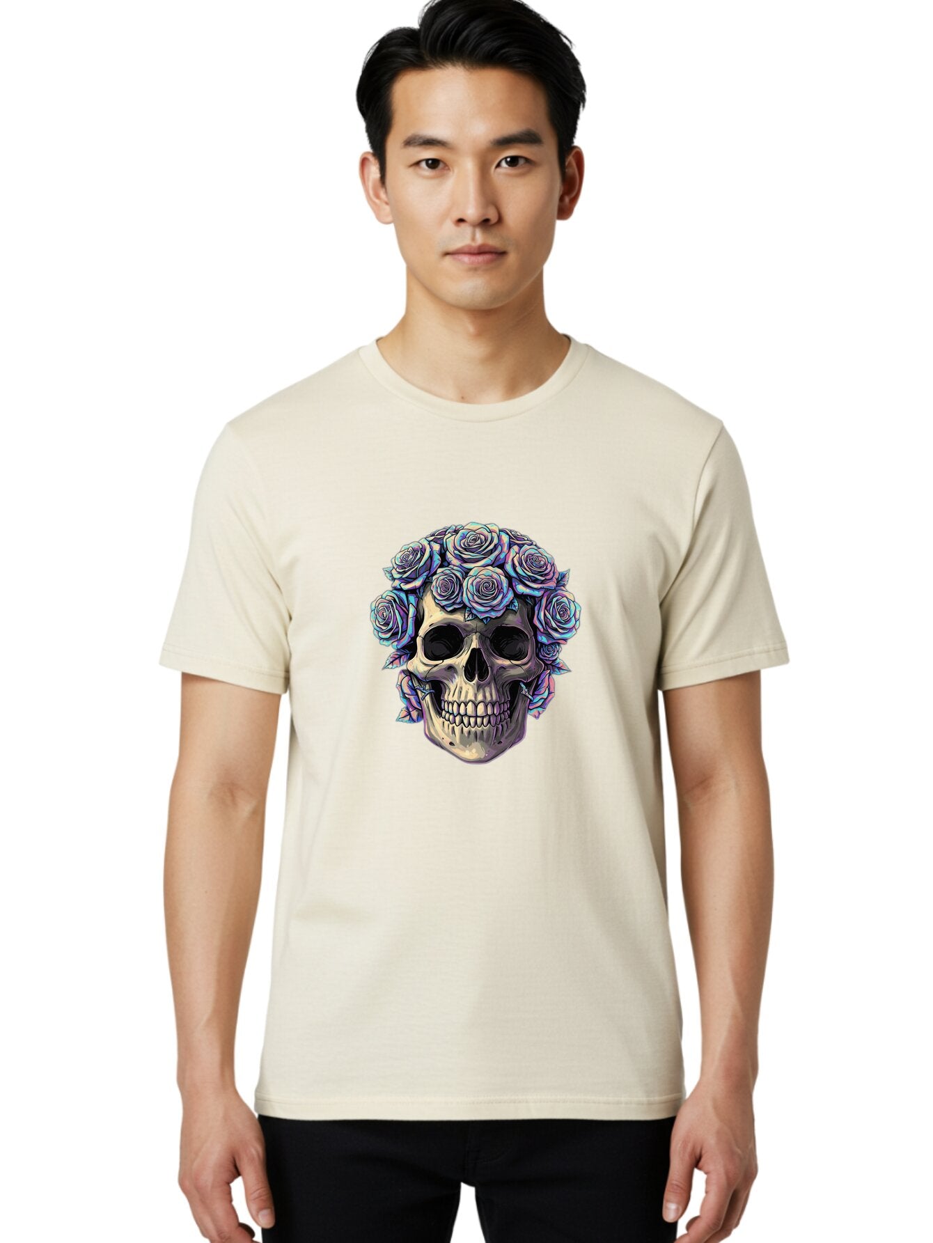 Skull-With-Roses-1 Men'S Graphic Tee, 100% Cotton, Comfortable Casual Summer Wear, Machine Washable, Vintage Camera, Old Camera, Antique Camera, Black Camera, Classic Photography, Photography Equipment, Nostalgic Device, Film Camera, Ban490 23