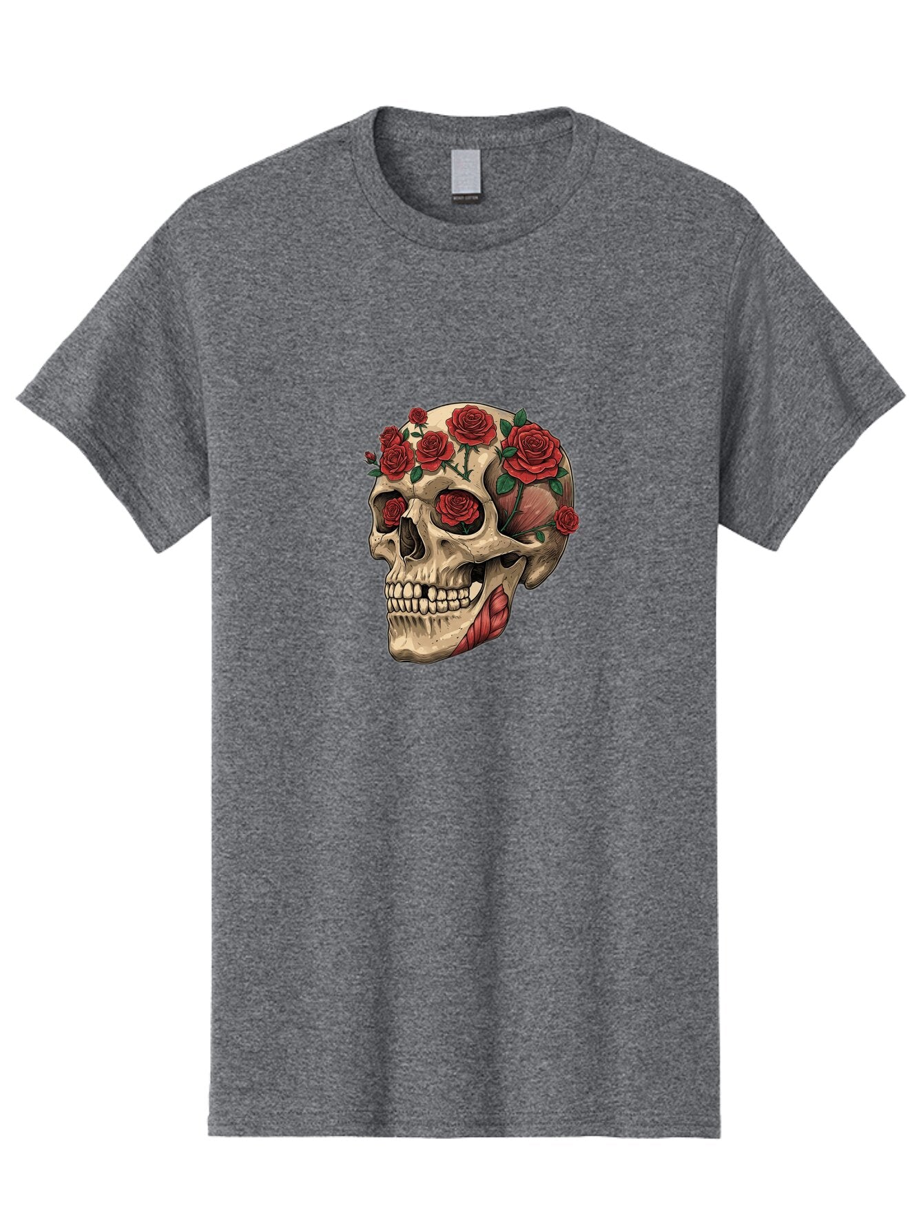 Skull-With-Roses-4 Men'S Graphic Tee, 100% Cotton, Comfortable Casual Summer Wear, Machine Washable, Vintage Camera, Old Camera, Antique Camera, Black Camera, Classic Photography, Photography Equipment, Nostalgic Device, Film Camera, Ban493