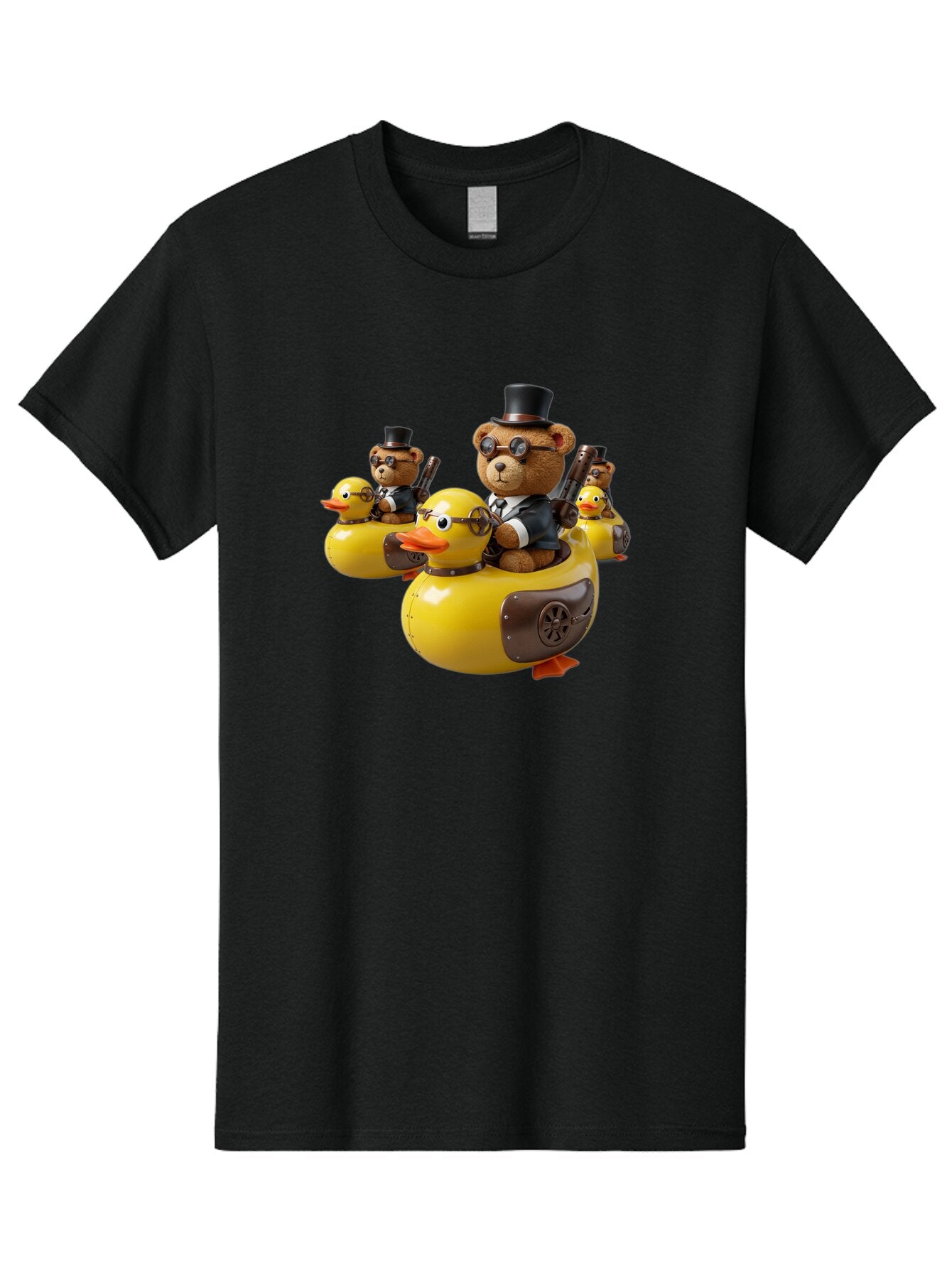 Steampunk-Bears-Riding-Ducks Men'S Graphic Tee, 100% Cotton, Comfortable Casual Summer Wear, Machine Washable, Vintage Camera, Old Camera, Antique Camera, Black Camera, Classic Photography, Photography Equipment, Nostalgic Device, Film Camera, Ban612