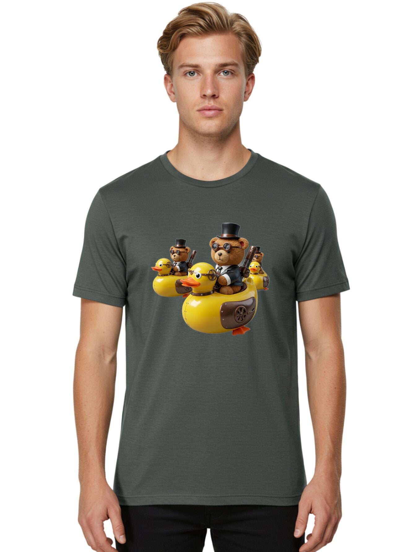 Steampunk-Bears-Riding-Ducks Men'S Graphic Tee, 100% Cotton, Comfortable Casual Summer Wear, Machine Washable, Vintage Camera, Old Camera, Antique Camera, Black Camera, Classic Photography, Photography Equipment, Nostalgic Device, Film Camera, Ban612 18