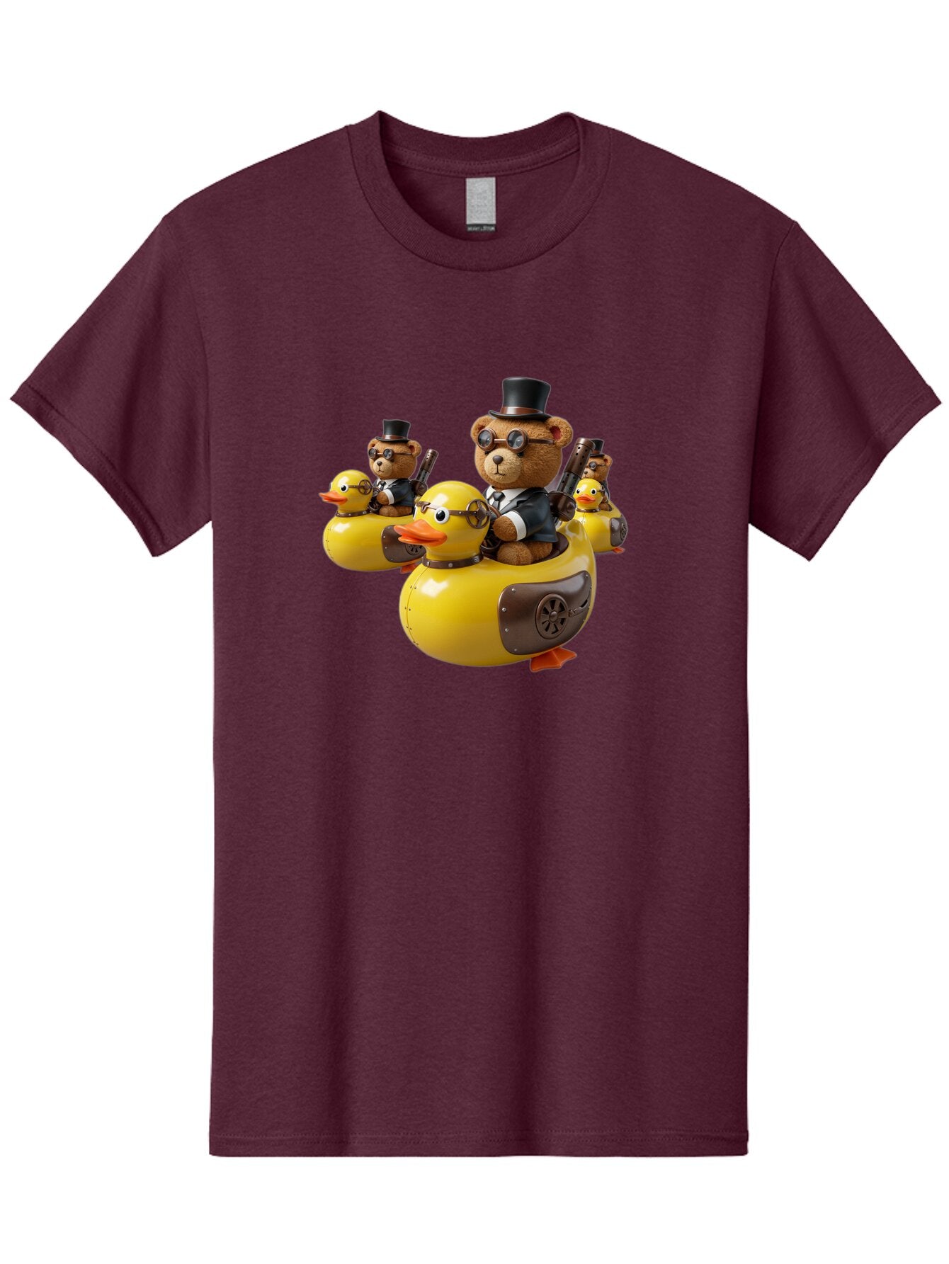 Steampunk-Bears-Riding-Ducks Men'S Graphic Tee, 100% Cotton, Comfortable Casual Summer Wear, Machine Washable, Vintage Camera, Old Camera, Antique Camera, Black Camera, Classic Photography, Photography Equipment, Nostalgic Device, Film Camera, Ban612 11