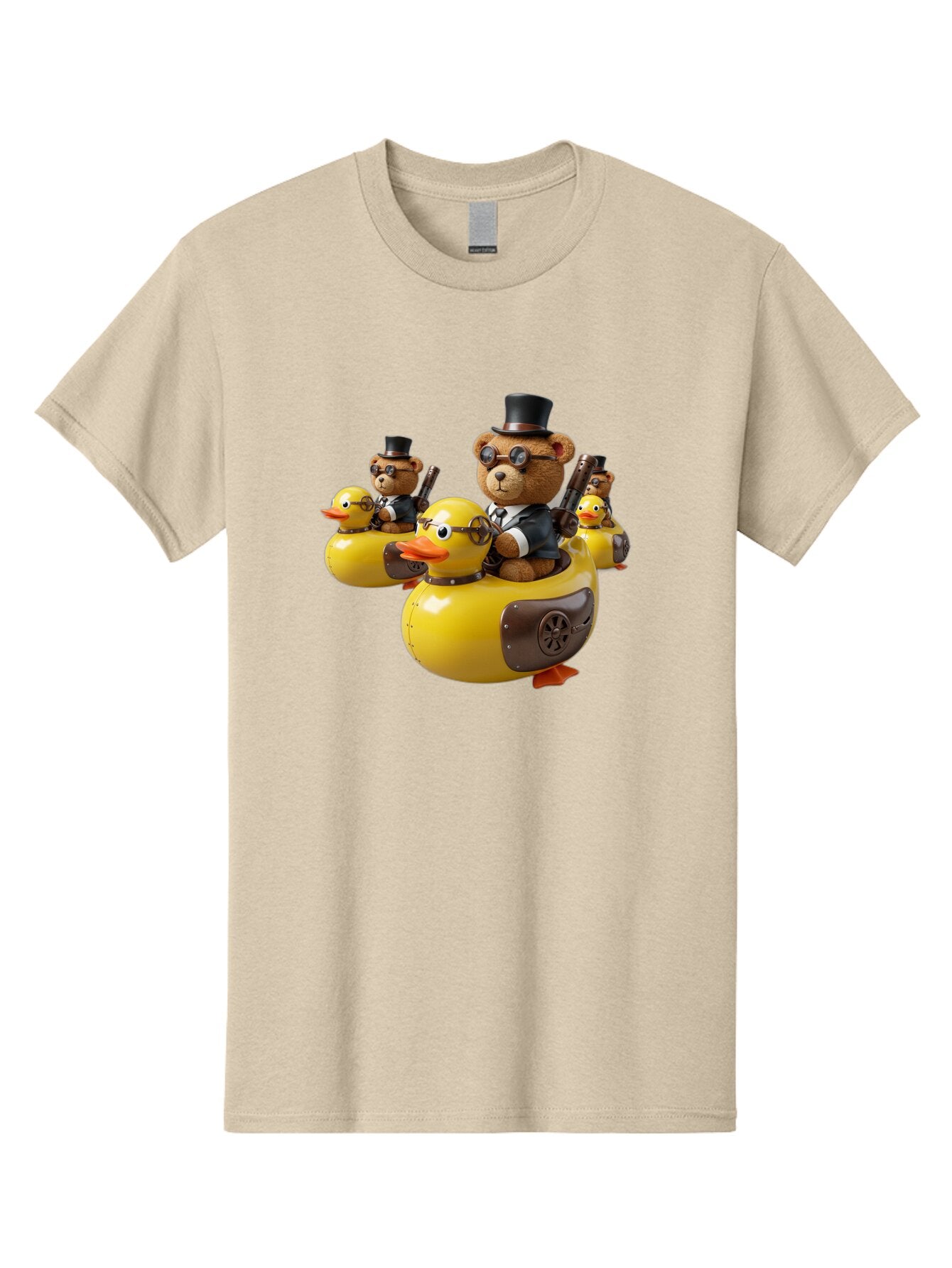 Steampunk-Bears-Riding-Ducks Men'S Graphic Tee, 100% Cotton, Comfortable Casual Summer Wear, Machine Washable, Vintage Camera, Old Camera, Antique Camera, Black Camera, Classic Photography, Photography Equipment, Nostalgic Device, Film Camera, Ban612 12