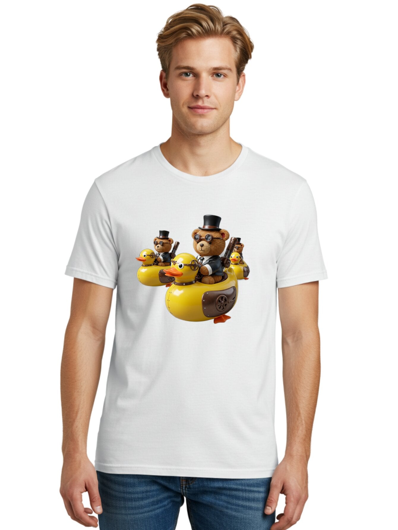 Steampunk-Bears-Riding-Ducks Men'S Graphic Tee, 100% Cotton, Comfortable Casual Summer Wear, Machine Washable, Vintage Camera, Old Camera, Antique Camera, Black Camera, Classic Photography, Photography Equipment, Nostalgic Device, Film Camera, Ban612 30