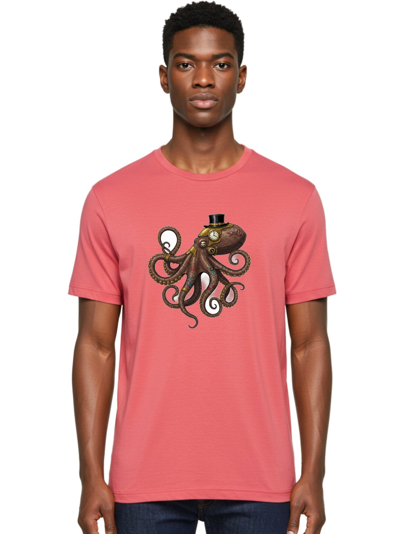 Steampunk-Octopus Men'S Graphic Tee, 100% Cotton, Comfortable Casual Summer Wear, Machine Washable, Vintage Camera, Old Camera, Antique Camera, Black Camera, Classic Photography, Photography Equipment, Nostalgic Device, Film Camera, Camera Art Ban622 23