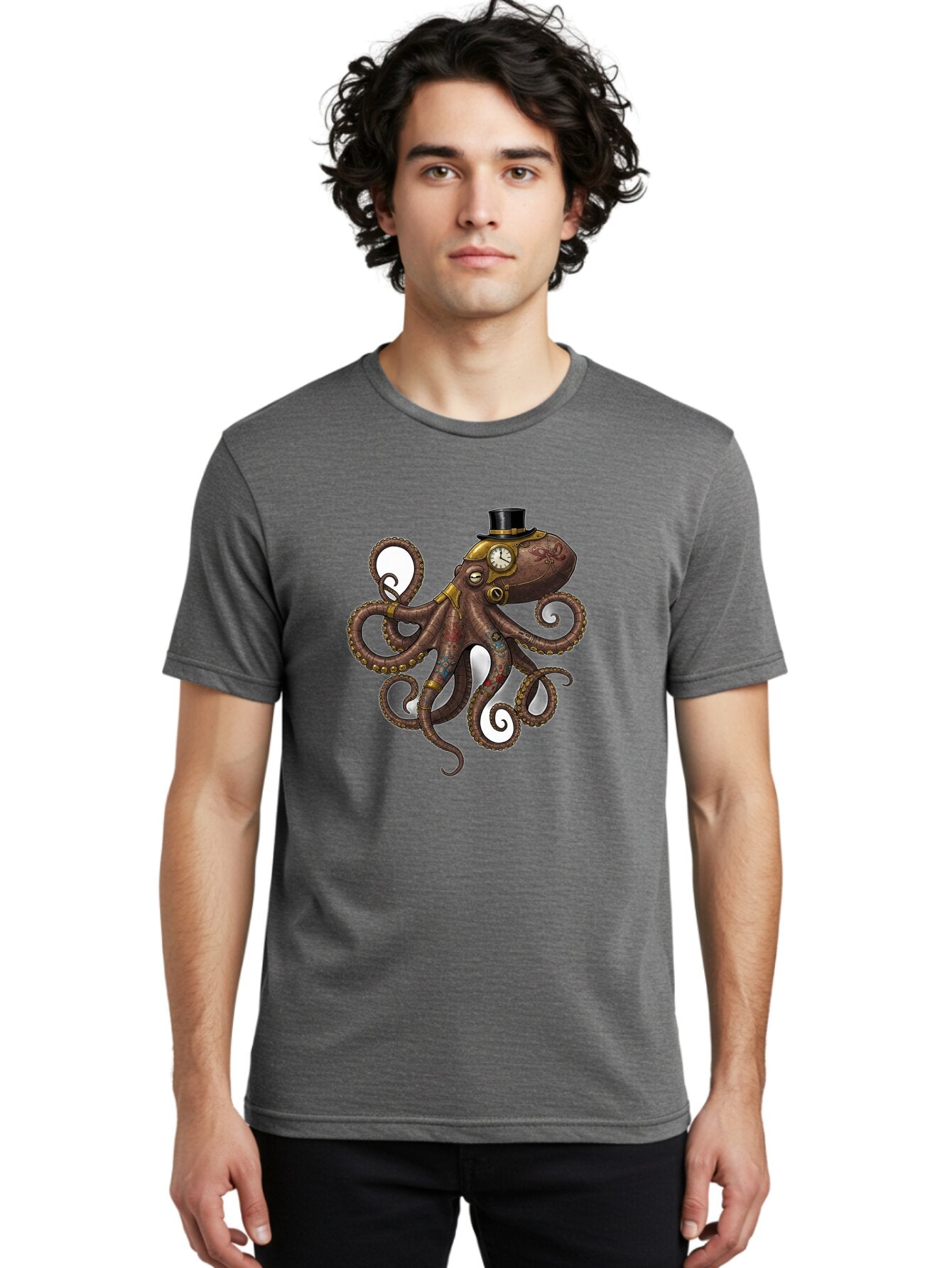 Steampunk-Octopus Men'S Graphic Tee, 100% Cotton, Comfortable Casual Summer Wear, Machine Washable, Vintage Camera, Old Camera, Antique Camera, Black Camera, Classic Photography, Photography Equipment, Nostalgic Device, Film Camera, Camera Art Ban622 18