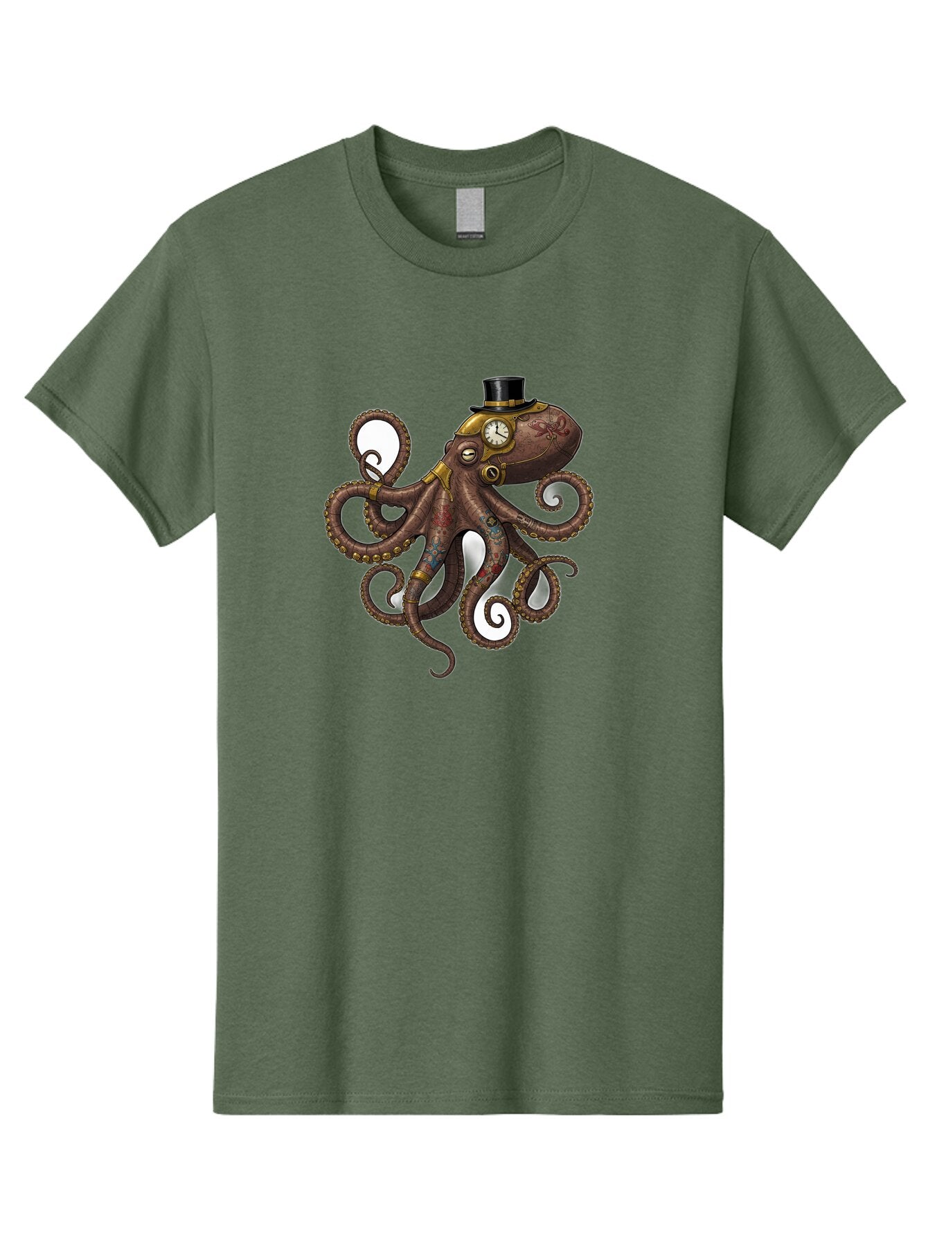 Steampunk-Octopus Men'S Graphic Tee, 100% Cotton, Comfortable Casual Summer Wear, Machine Washable, Vintage Camera, Old Camera, Antique Camera, Black Camera, Classic Photography, Photography Equipment, Nostalgic Device, Film Camera, Camera Art Ban622