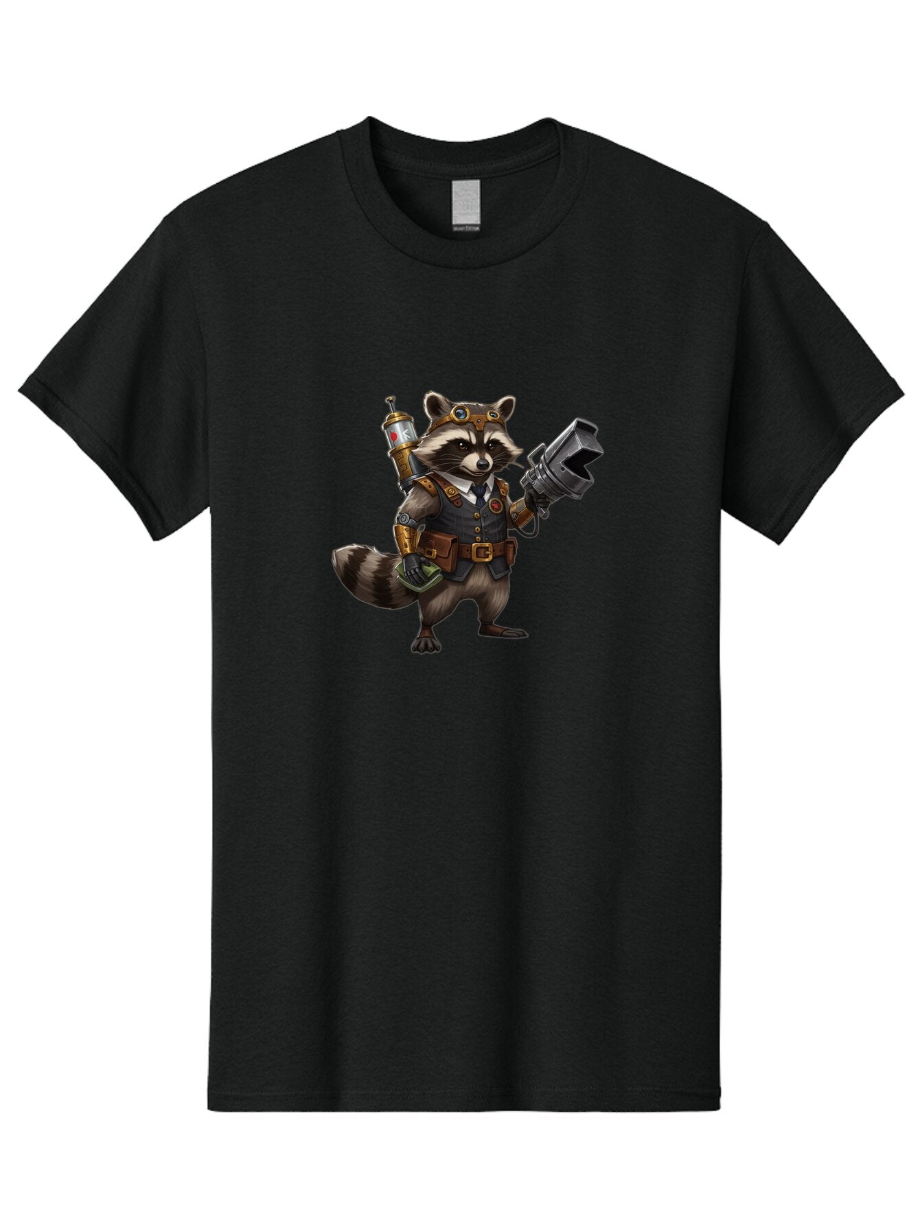 Steampunk-Raccoon Men'S Graphic Tee, 100% Cotton, Comfortable Casual Summer Wear, Machine Washable, Vintage Camera, Old Camera, Antique Camera, Black Camera, Classic Photography, Photography Equipment, Nostalgic Device, Film Camera, Camera Art Ban624 13