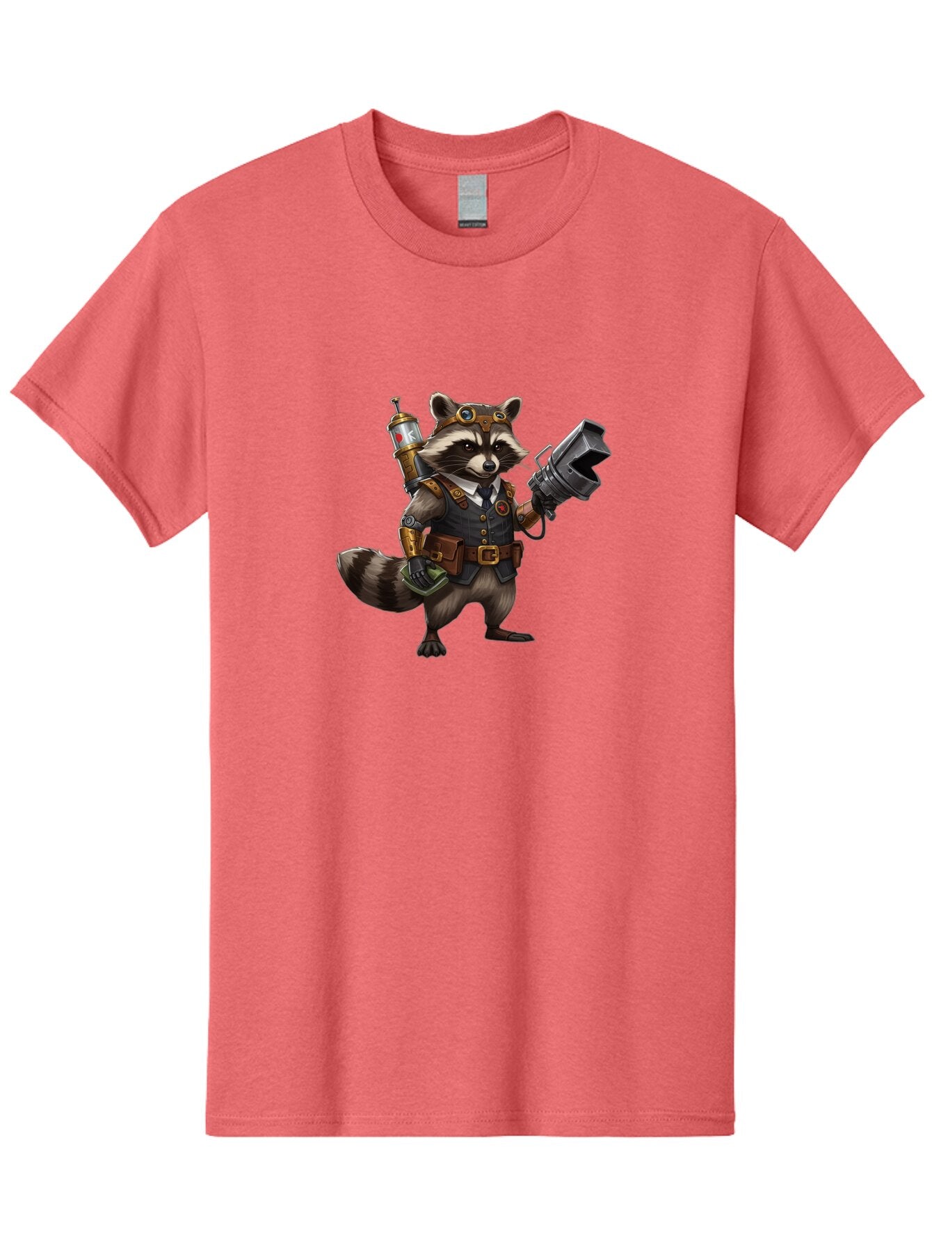 Steampunk-Raccoon Men'S Graphic Tee, 100% Cotton, Comfortable Casual Summer Wear, Machine Washable, Vintage Camera, Old Camera, Antique Camera, Black Camera, Classic Photography, Photography Equipment, Nostalgic Device, Film Camera, Camera Art Ban624 9