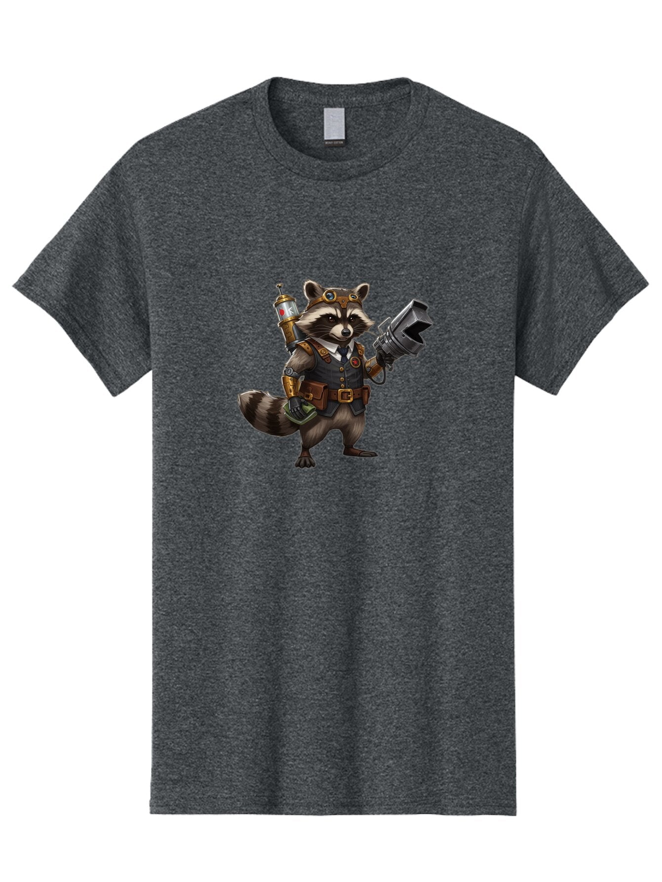 Steampunk-Raccoon Men'S Graphic Tee, 100% Cotton, Comfortable Casual Summer Wear, Machine Washable, Vintage Camera, Old Camera, Antique Camera, Black Camera, Classic Photography, Photography Equipment, Nostalgic Device, Film Camera, Camera Art Ban624 8