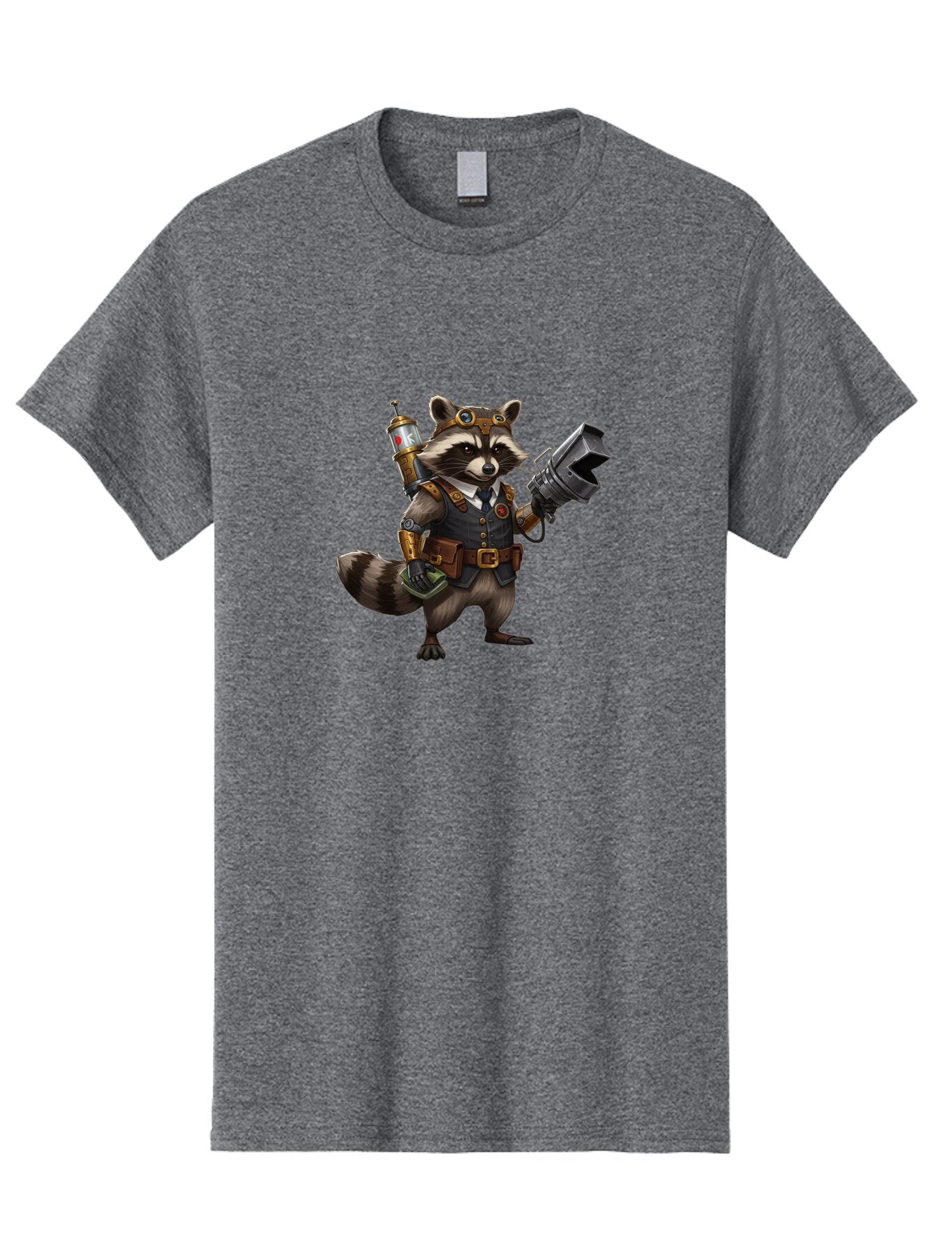 Steampunk-Raccoon Men'S Graphic Tee, 100% Cotton, Comfortable Casual Summer Wear, Machine Washable, Vintage Camera, Old Camera, Antique Camera, Black Camera, Classic Photography, Photography Equipment, Nostalgic Device, Film Camera, Camera Art Ban624 12
