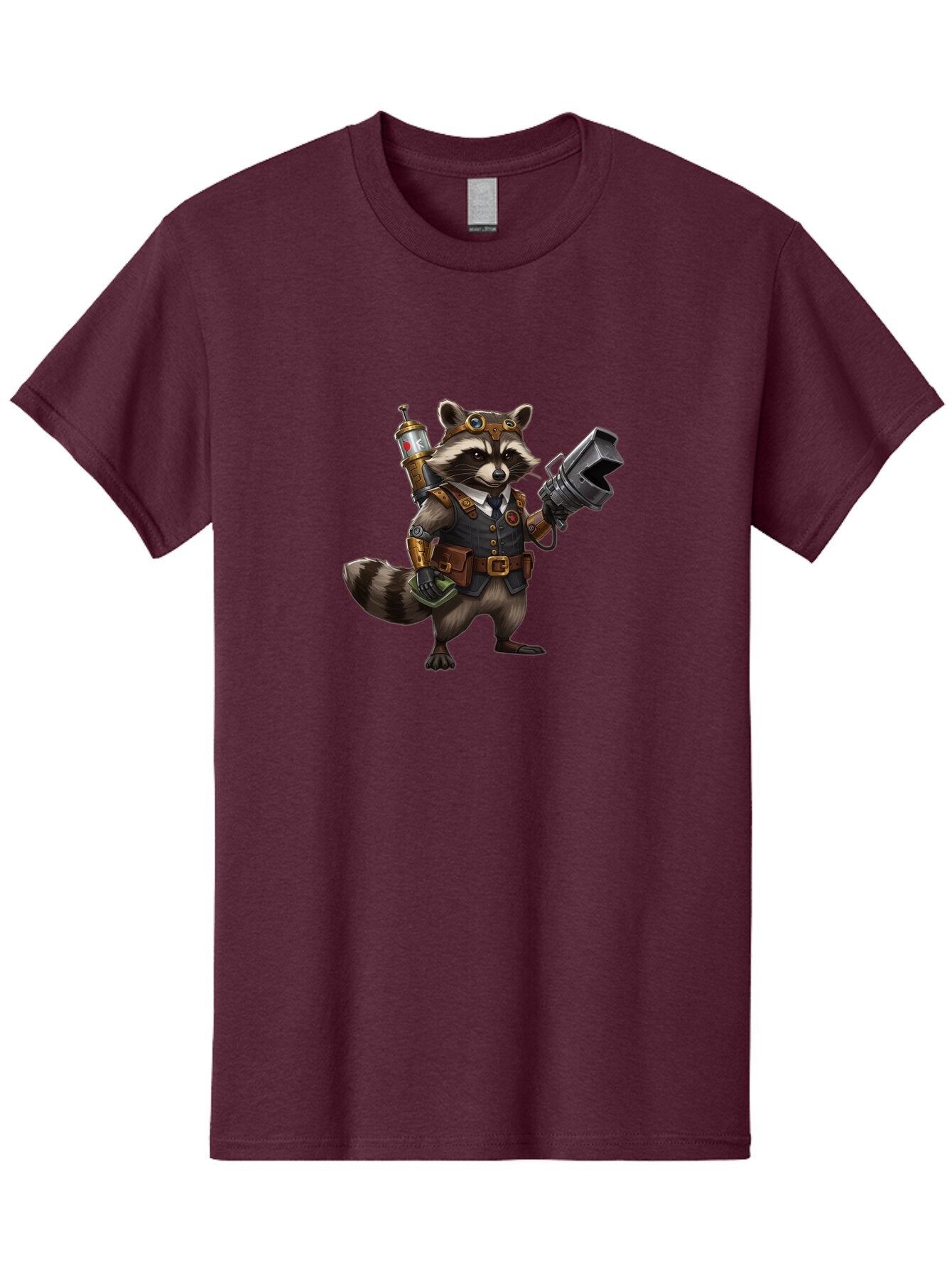 Steampunk-Raccoon Men'S Graphic Tee, 100% Cotton, Comfortable Casual Summer Wear, Machine Washable, Vintage Camera, Old Camera, Antique Camera, Black Camera, Classic Photography, Photography Equipment, Nostalgic Device, Film Camera, Camera Art Ban624 4
