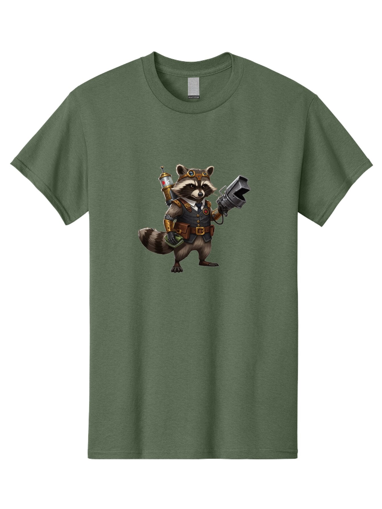 Steampunk-Raccoon Men'S Graphic Tee, 100% Cotton, Comfortable Casual Summer Wear, Machine Washable, Vintage Camera, Old Camera, Antique Camera, Black Camera, Classic Photography, Photography Equipment, Nostalgic Device, Film Camera, Camera Art Ban624 10