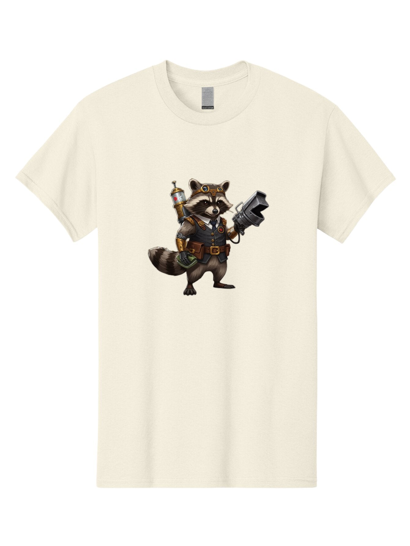 Steampunk-Raccoon Men'S Graphic Tee, 100% Cotton, Comfortable Casual Summer Wear, Machine Washable, Vintage Camera, Old Camera, Antique Camera, Black Camera, Classic Photography, Photography Equipment, Nostalgic Device, Film Camera, Camera Art Ban624 3