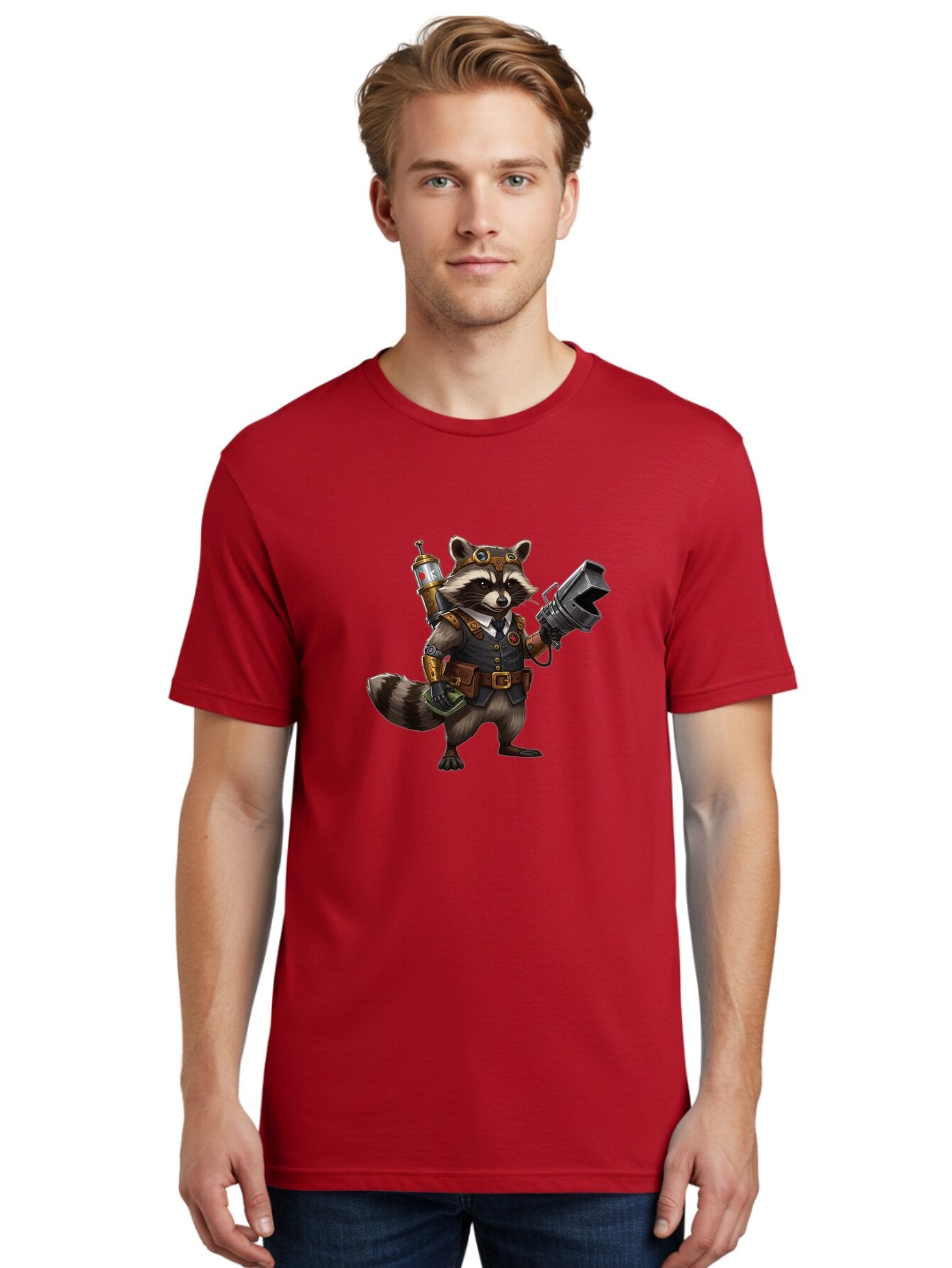 Steampunk-Raccoon Men'S Graphic Tee, 100% Cotton, Comfortable Casual Summer Wear, Machine Washable, Vintage Camera, Old Camera, Antique Camera, Black Camera, Classic Photography, Photography Equipment, Nostalgic Device, Film Camera, Camera Art Ban624 19