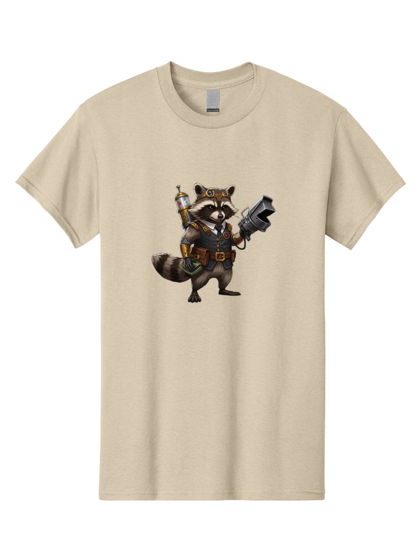 Steampunk-Raccoon Men'S Graphic Tee, 100% Cotton, Comfortable Casual Summer Wear, Machine Washable, Vintage Camera, Old Camera, Antique Camera, Black Camera, Classic Photography, Photography Equipment, Nostalgic Device, Film Camera, Camera Art Ban624 7