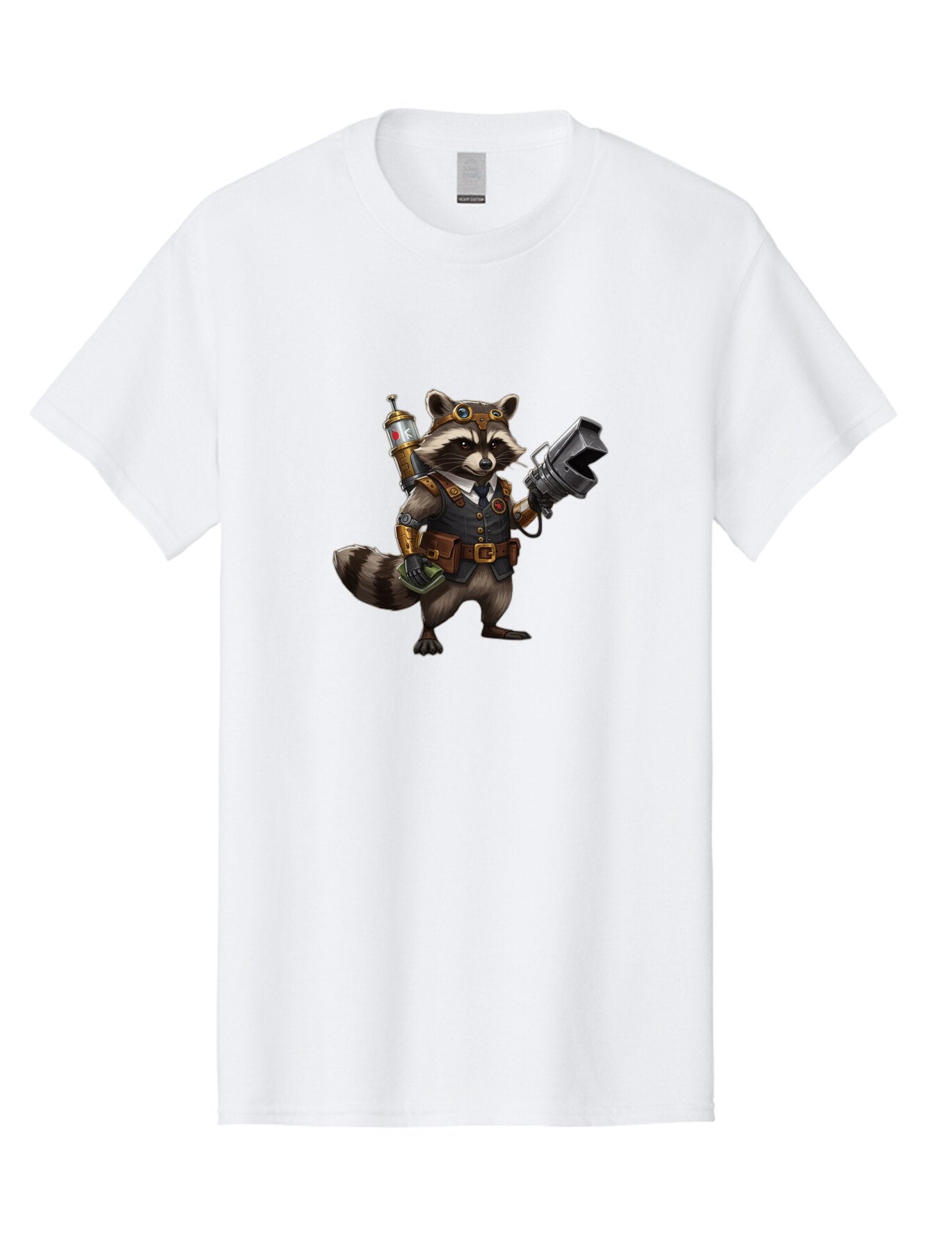 Steampunk-Raccoon Men'S Graphic Tee, 100% Cotton, Comfortable Casual Summer Wear, Machine Washable, Vintage Camera, Old Camera, Antique Camera, Black Camera, Classic Photography, Photography Equipment, Nostalgic Device, Film Camera, Camera Art Ban624 14
