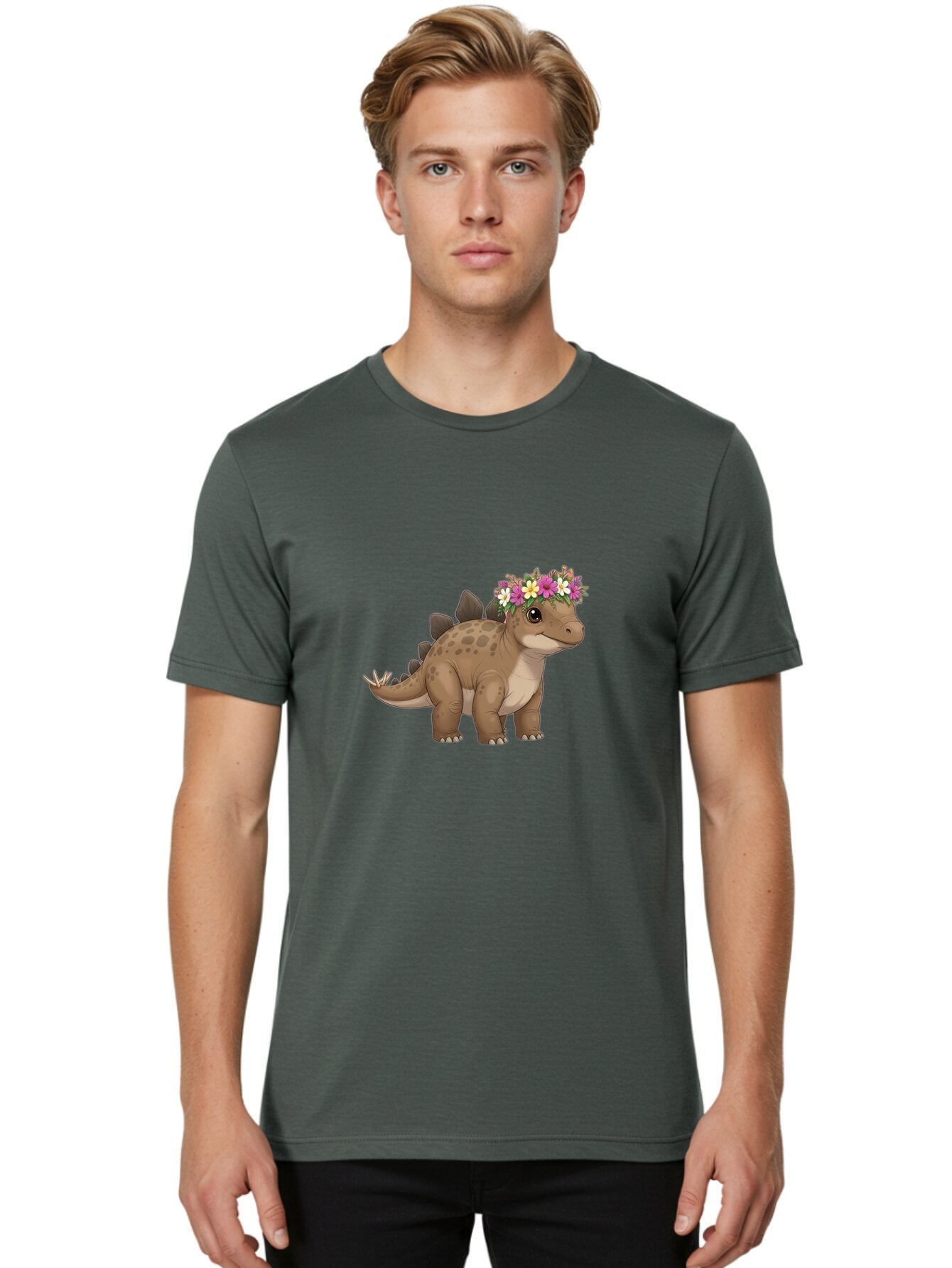 Stegosaurus-With-Flower-Crown Men'S Graphic Tee, 100% Cotton, Comfortable Casual Summer Wear, Machine Washable, Vintage Camera, Old Camera, Antique Camera, Black Camera, Classic Photography, Photography Equipment, Nostalgic Device, Ban634 24