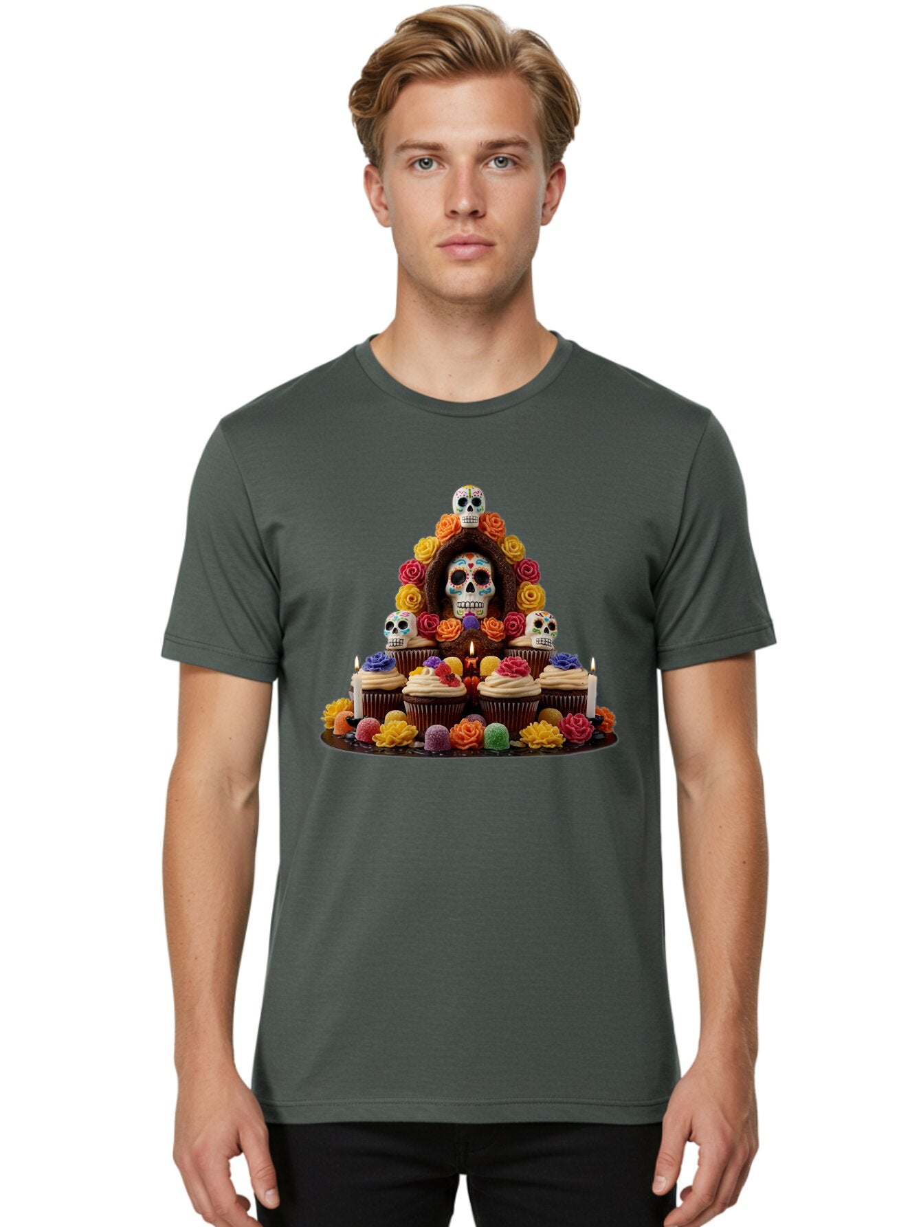 Sugar-Skull-Cupcake-Display Men'S Graphic Tee, 100% Cotton, Comfortable Casual Summer Wear, Machine Washable, Vintage Camera, Old Camera, Antique Camera, Black Camera, Classic Photography, Photography Equipment, Nostalgic Device, Film Camera, Ban660 20