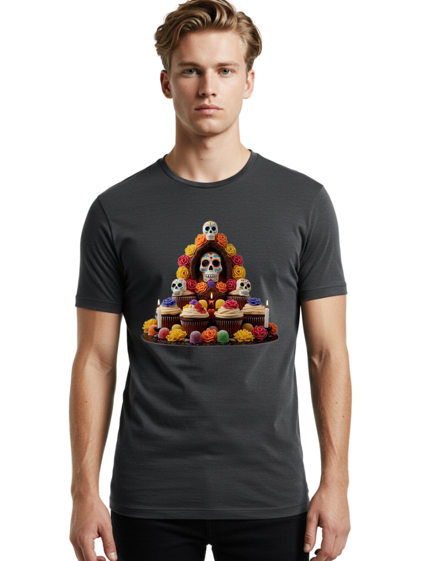 Sugar-Skull-Cupcake-Display Men'S Graphic Tee, 100% Cotton, Comfortable Casual Summer Wear, Machine Washable, Vintage Camera, Old Camera, Antique Camera, Black Camera, Classic Photography, Photography Equipment, Nostalgic Device, Film Camera, Ban660 18