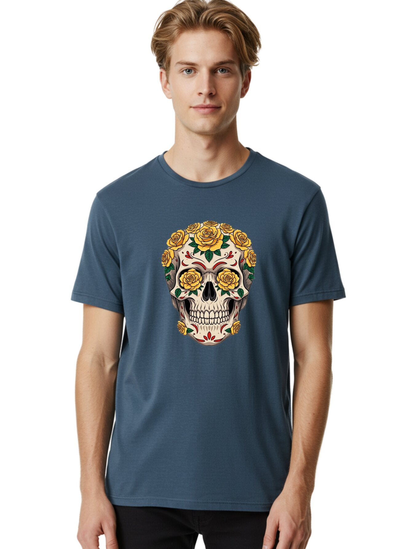 Sugar-Skull-With-Yellow-Roses Men'S Graphic Tee, 100% Cotton, Comfortable Casual Summer Wear, Machine Washable, Vintage Camera, Old Camera, Antique Camera, Black Camera, Classic Photography, Photography Equipment, Nostalgic Device, Ban662 24