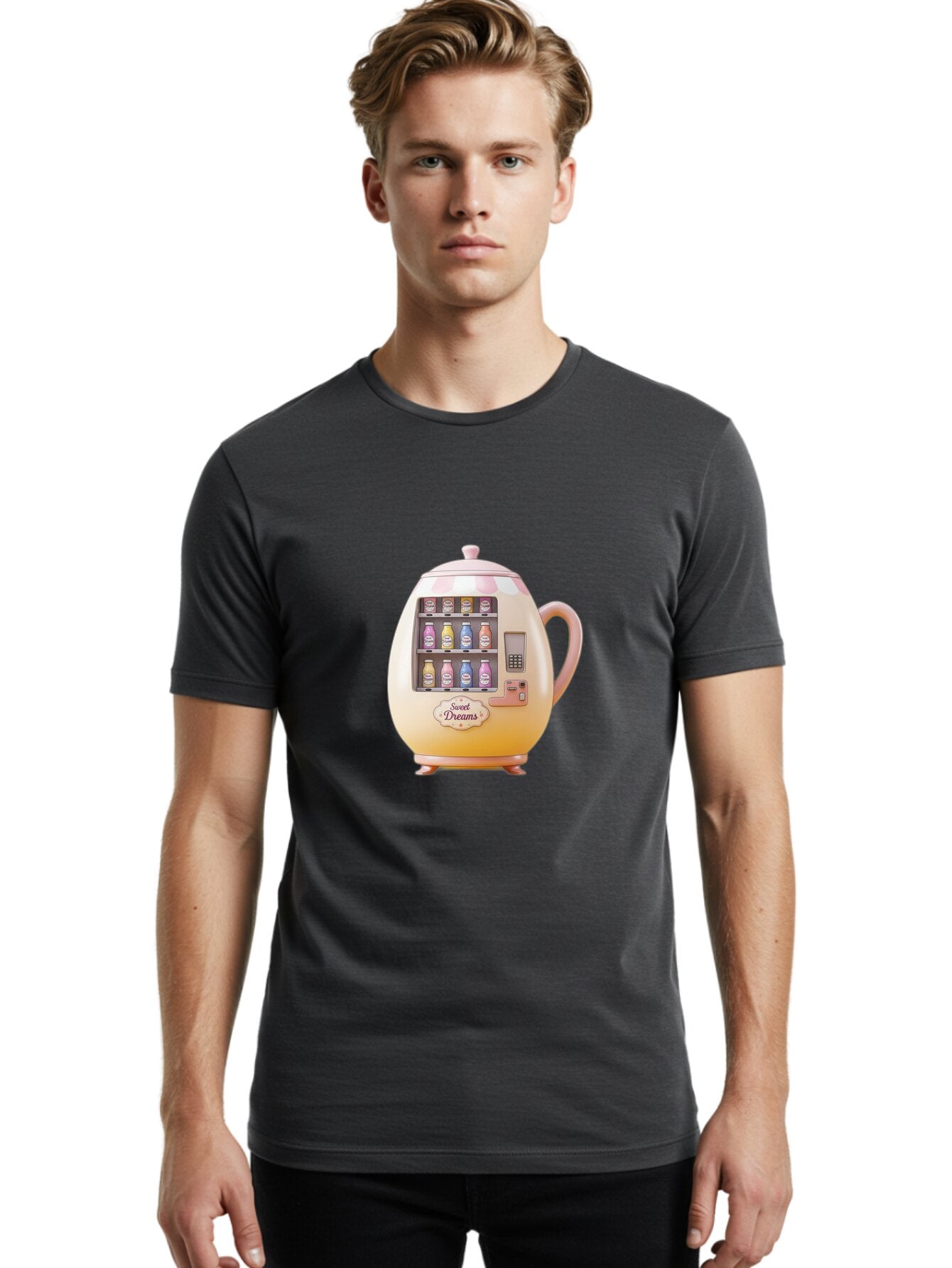 Sweet-Dreams-Teapot-Vending-Machine Men'S Graphic Tee, 100% Cotton, Comfortable Casual Summer Wear, Machine Washable, Vintage Camera, Old Camera, Antique Camera, Black Camera, Classic Photography, Photography Equipment, Nostalgic Device, Ban681 20