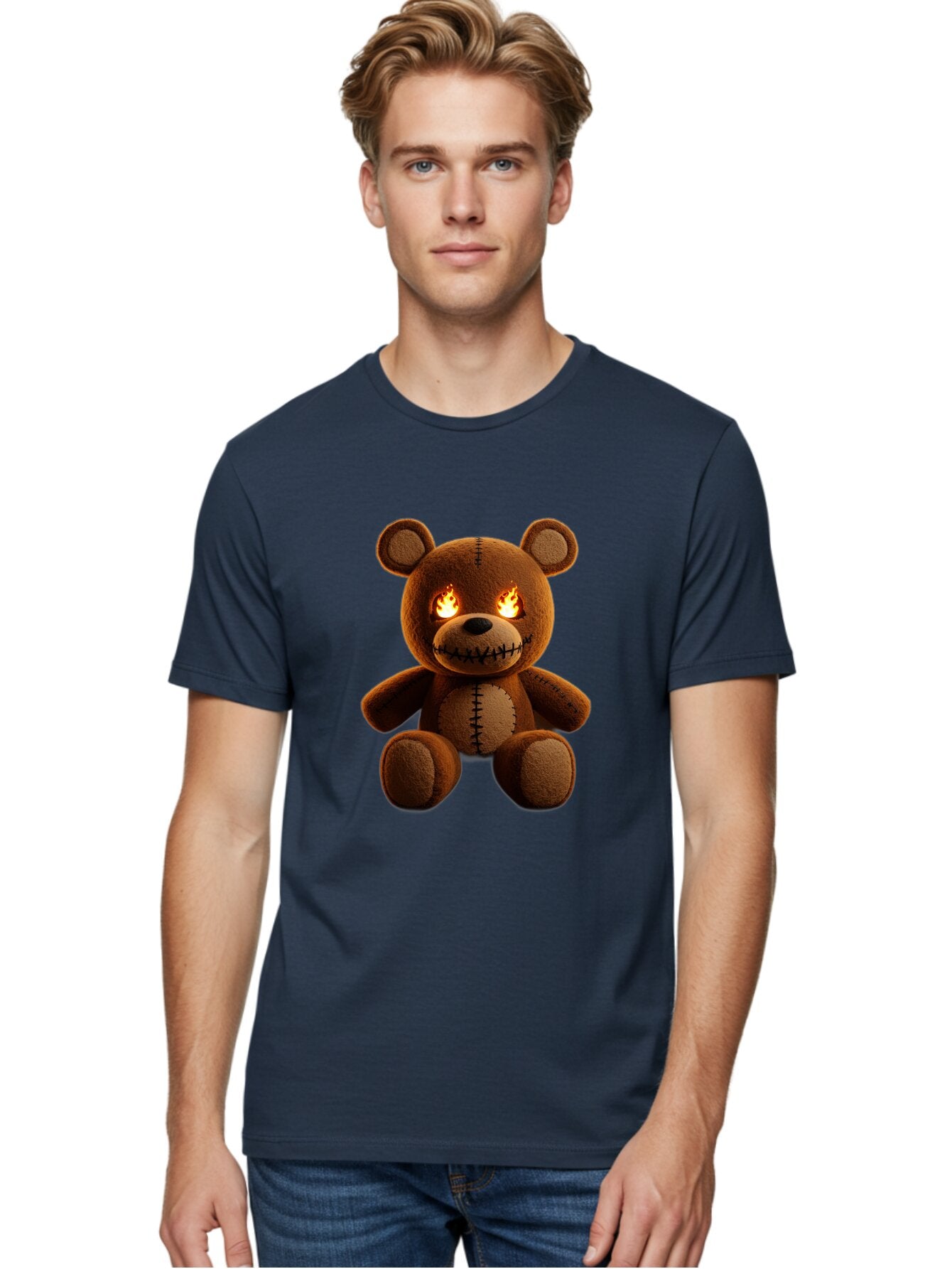 Teddy-Bear-With-Flames-Eyes Men'S Graphic Tee, 100% Cotton, Comfortable Casual Summer Wear, Machine Washable, Vintage Camera, Old Camera, Antique Camera, Black Camera, Classic Photography, Photography Equipment, Nostalgic Device, Film Camera, Ban717 16