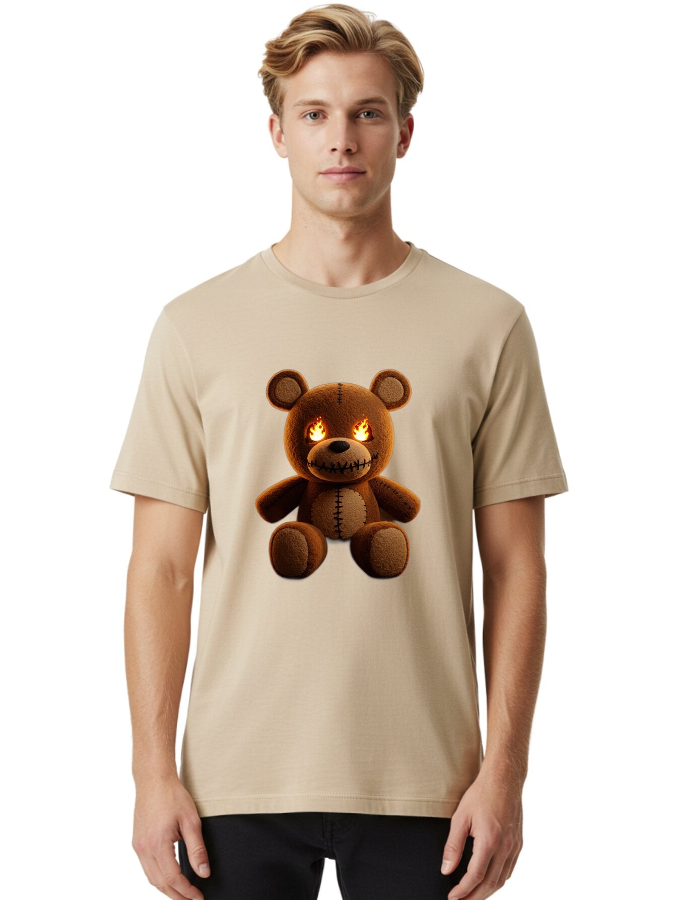 Teddy-Bear-With-Flames-Eyes Men'S Graphic Tee, 100% Cotton, Comfortable Casual Summer Wear, Machine Washable, Vintage Camera, Old Camera, Antique Camera, Black Camera, Classic Photography, Photography Equipment, Nostalgic Device, Film Camera, Ban717 18