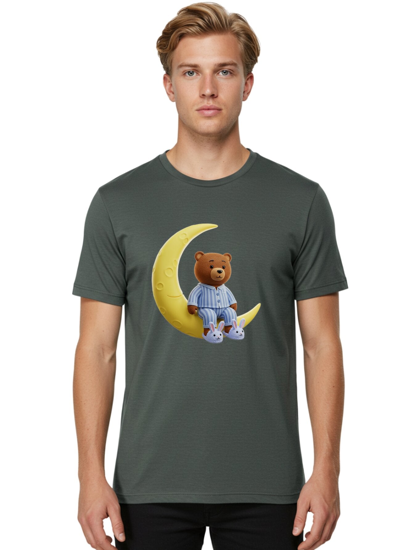 Teddy-On-Crescent-Moon Men'S Graphic Tee, 100% Cotton, Comfortable Casual Summer Wear, Machine Washable, Vintage Camera, Old Camera, Antique Camera, Black Camera, Classic Photography, Photography Equipment, Nostalgic Device, Film Camera, Ban729 28