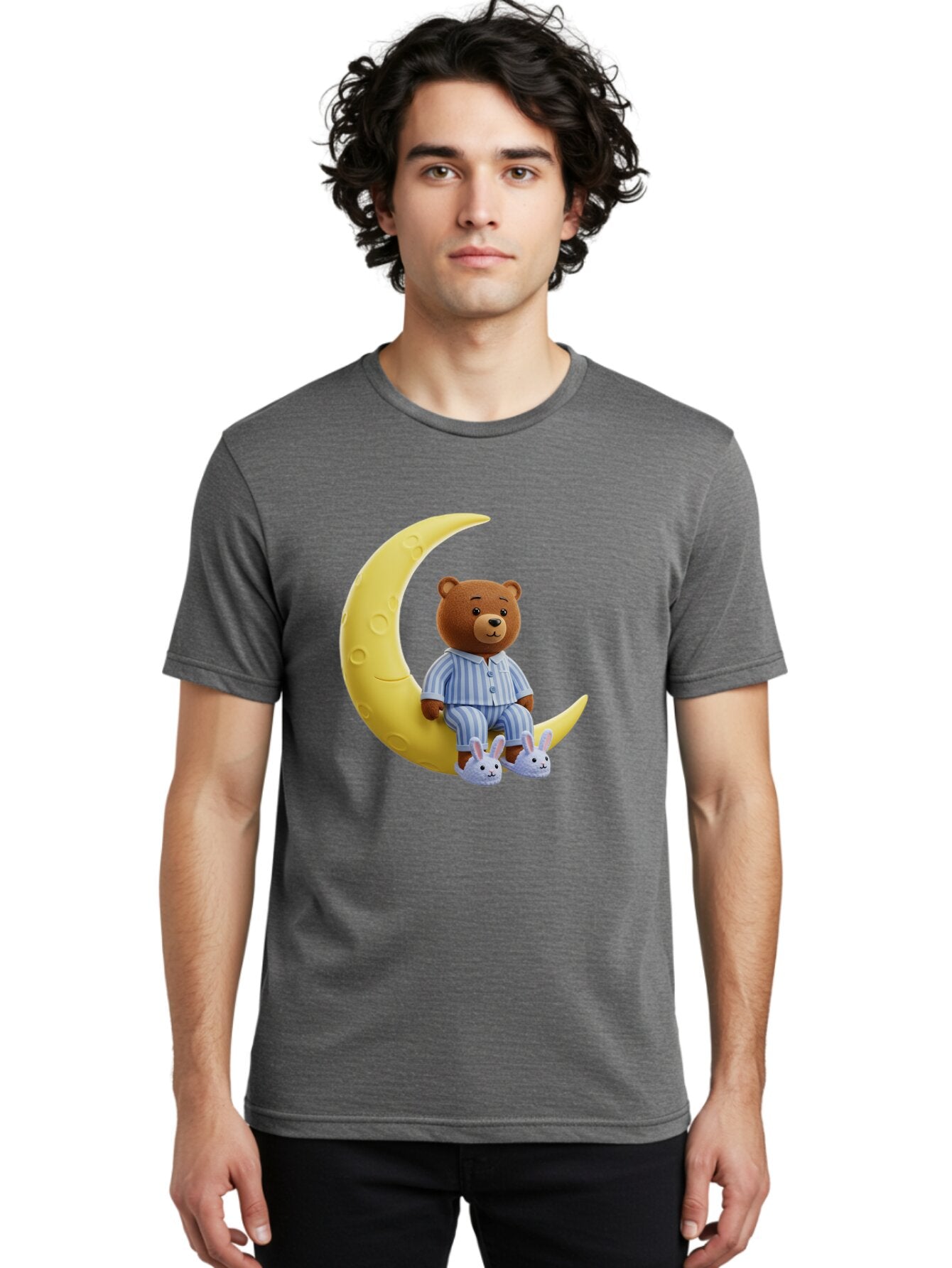 Teddy-On-Crescent-Moon Men'S Graphic Tee, 100% Cotton, Comfortable Casual Summer Wear, Machine Washable, Vintage Camera, Old Camera, Antique Camera, Black Camera, Classic Photography, Photography Equipment, Nostalgic Device, Film Camera, Ban729 17