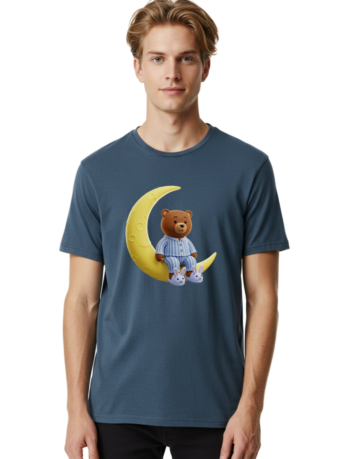Teddy-On-Crescent-Moon Men'S Graphic Tee, 100% Cotton, Comfortable Casual Summer Wear, Machine Washable, Vintage Camera, Old Camera, Antique Camera, Black Camera, Classic Photography, Photography Equipment, Nostalgic Device, Film Camera, Ban729 27