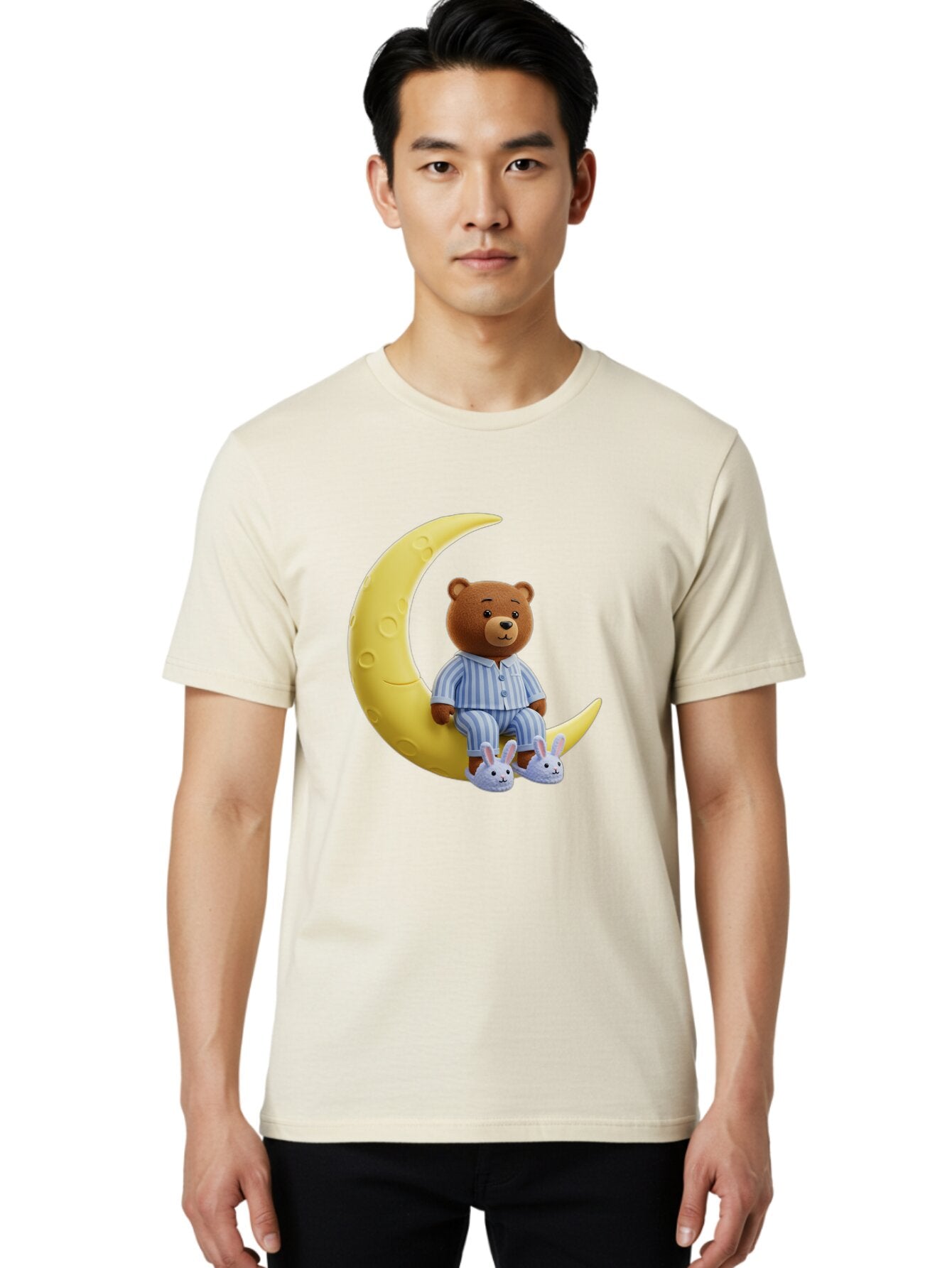 Teddy-On-Crescent-Moon Men'S Graphic Tee, 100% Cotton, Comfortable Casual Summer Wear, Machine Washable, Vintage Camera, Old Camera, Antique Camera, Black Camera, Classic Photography, Photography Equipment, Nostalgic Device, Film Camera, Ban729 22